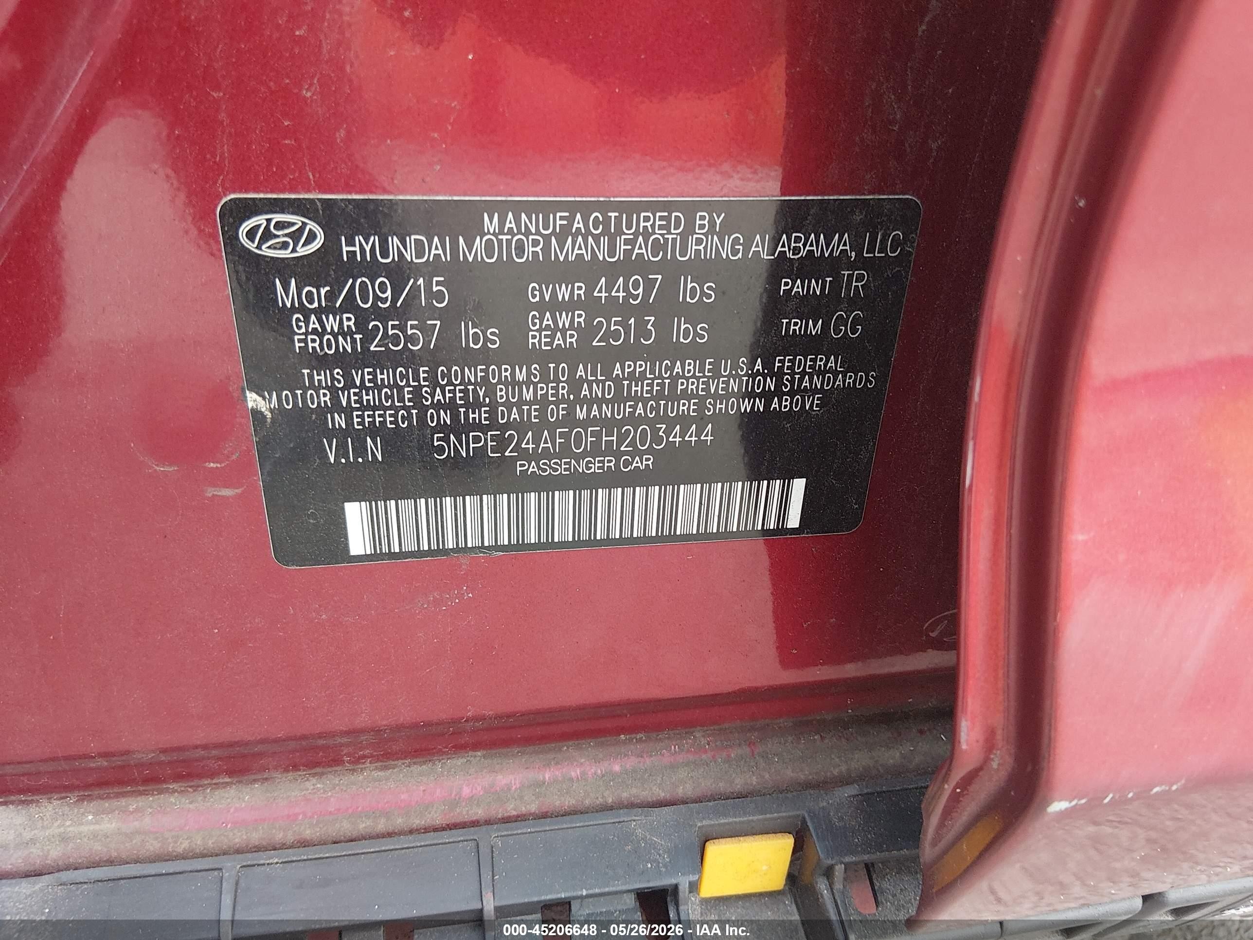 2015 Hyundai Sonata Se Red vin: 5NPE24AF0FH203444