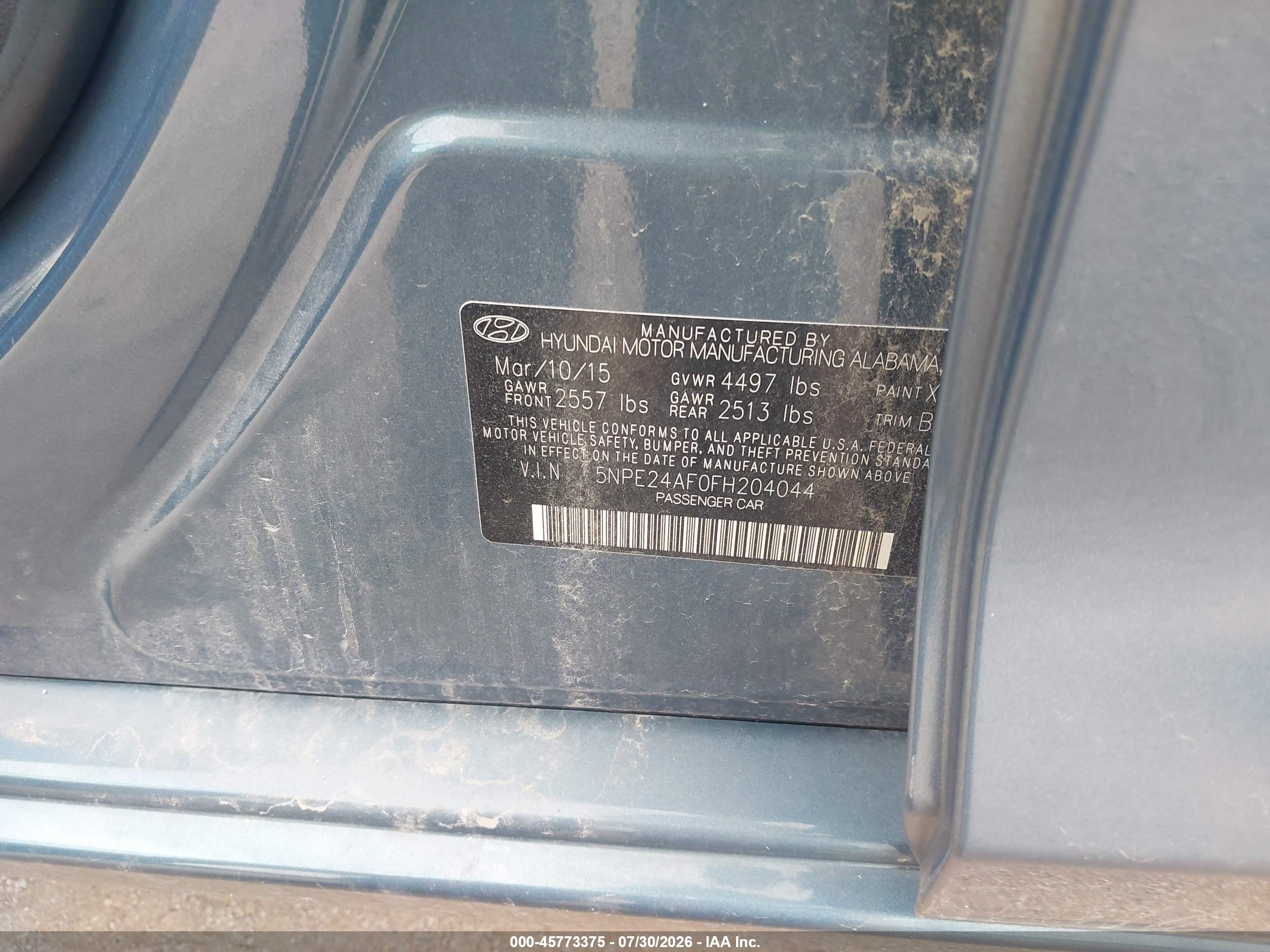 2015 Hyundai Sonata Se Blue vin: 5NPE24AF0FH204044