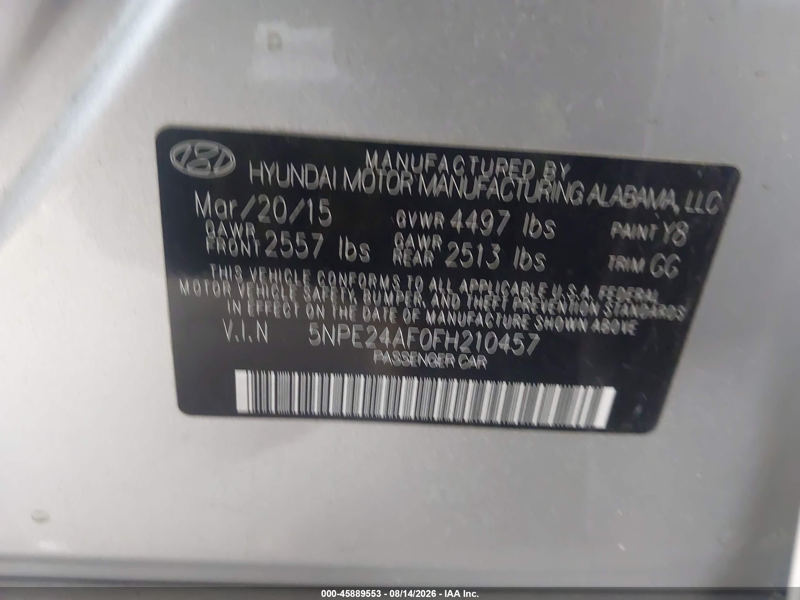 2015 Hyundai Sonata Se Silver vin: 5NPE24AF0FH210457
