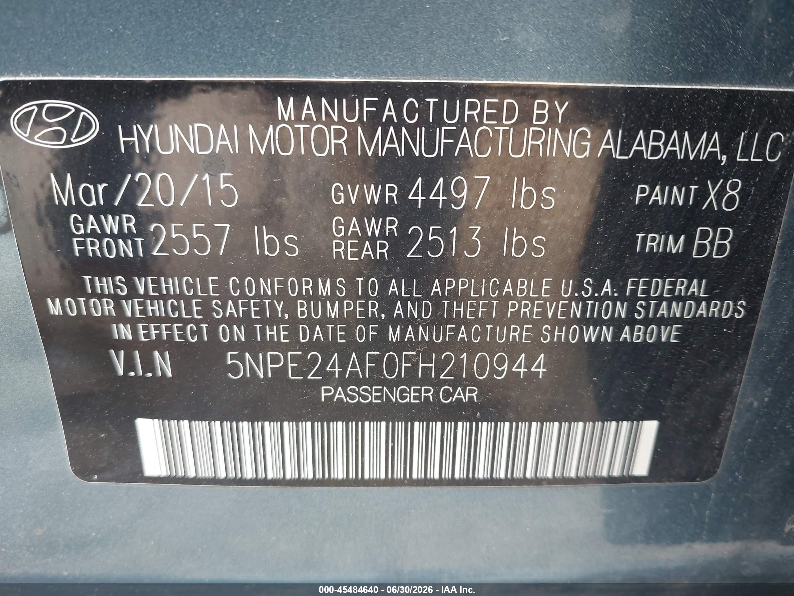 2015 Hyundai Sonata Se Blue vin: 5NPE24AF0FH210944