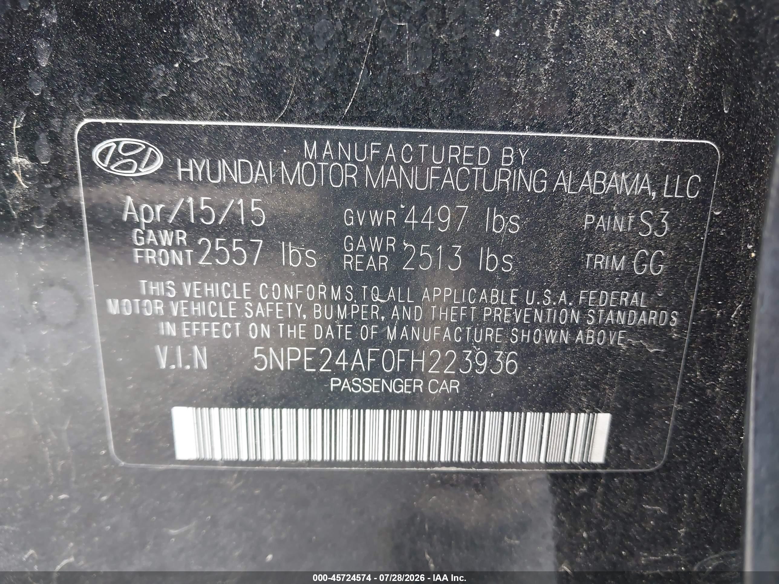 2015 Hyundai Sonata Se Black vin: 5NPE24AF0FH223936