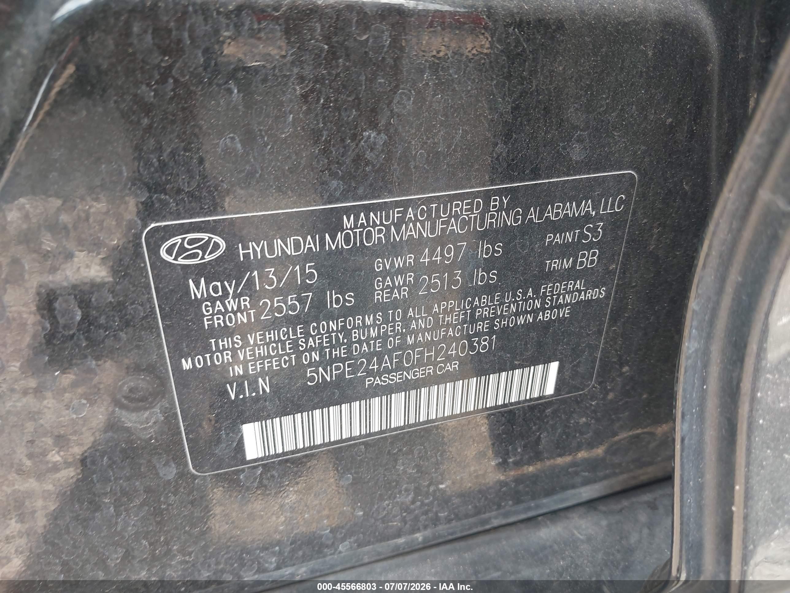 2015 Hyundai Sonata Se Черный vin: 5NPE24AF0FH240381