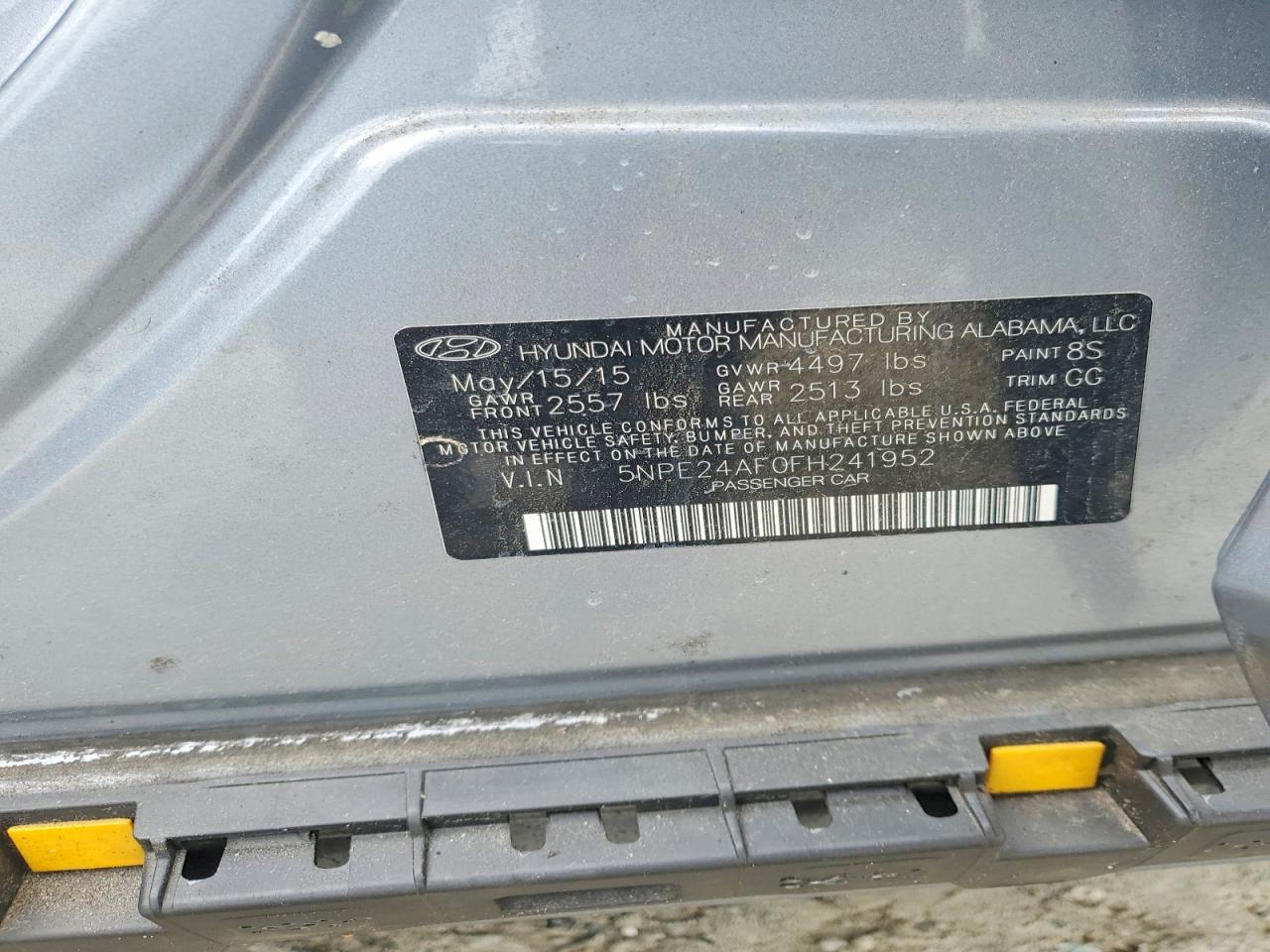 2015 Hyundai Sonata Se Silver vin: 5NPE24AF0FH241952