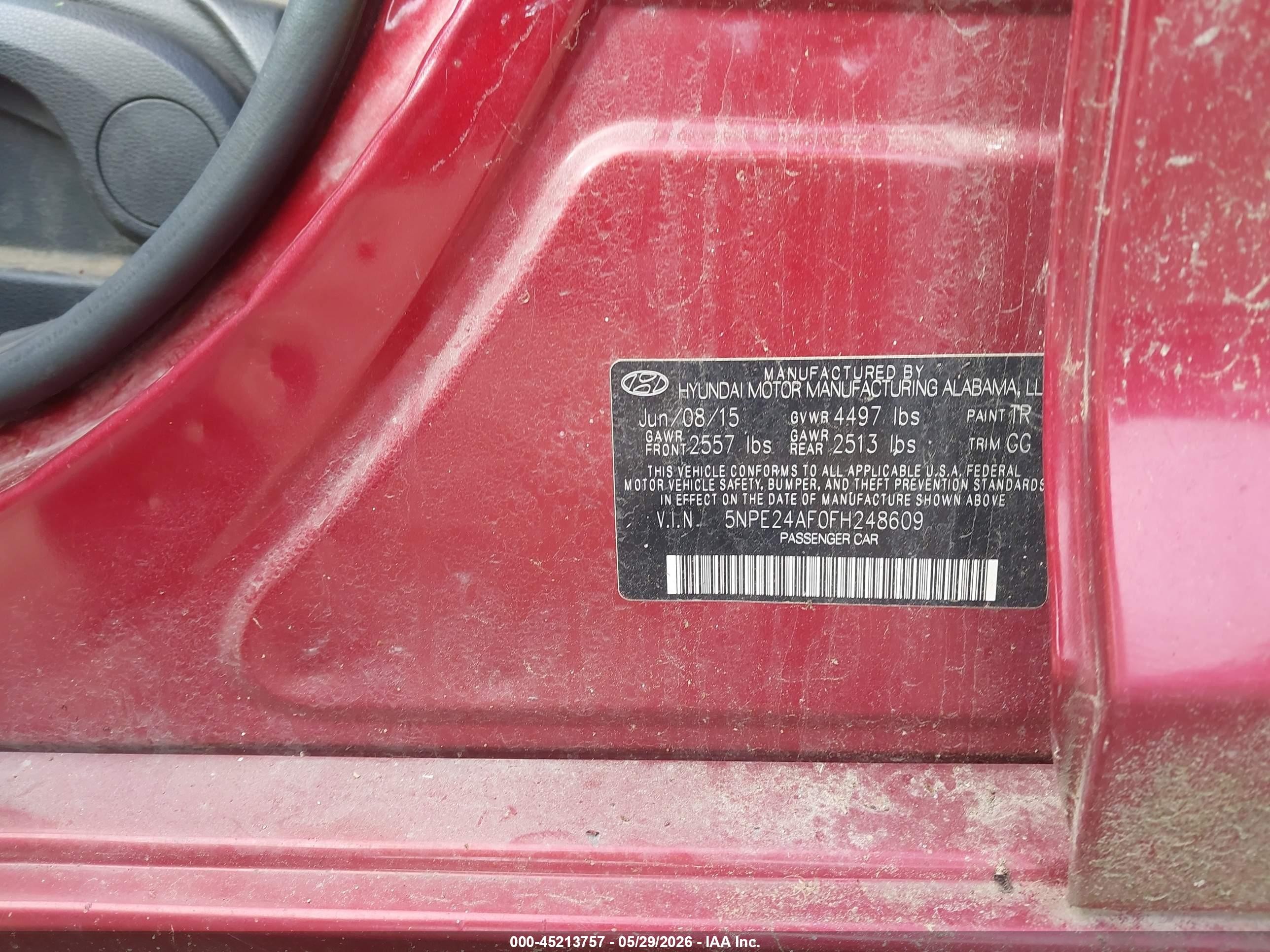 2015 Hyundai Sonata Se Бордовый vin: 5NPE24AF0FH248609