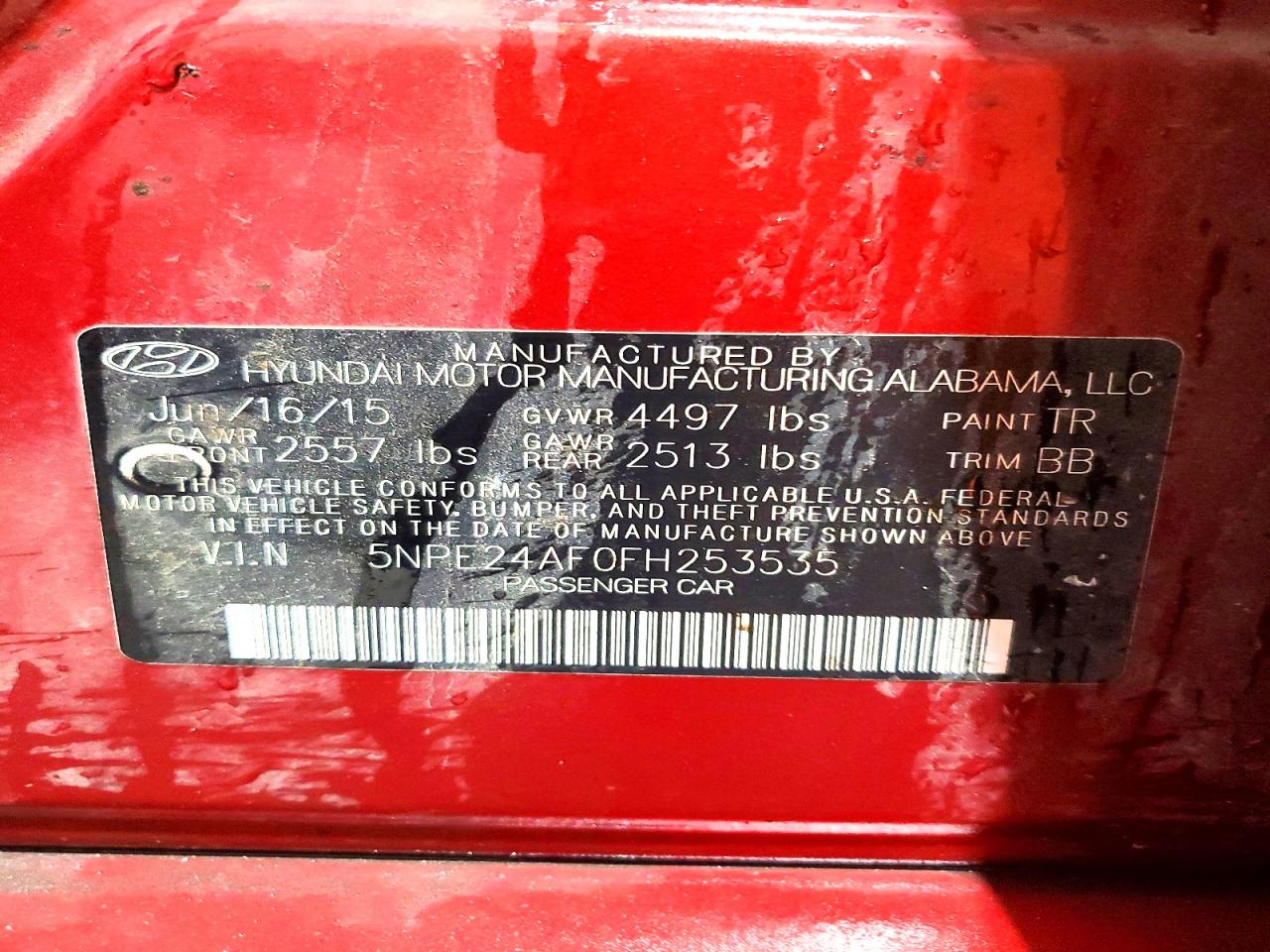 2015 Hyundai Sonata Se Maroon vin: 5NPE24AF0FH253535