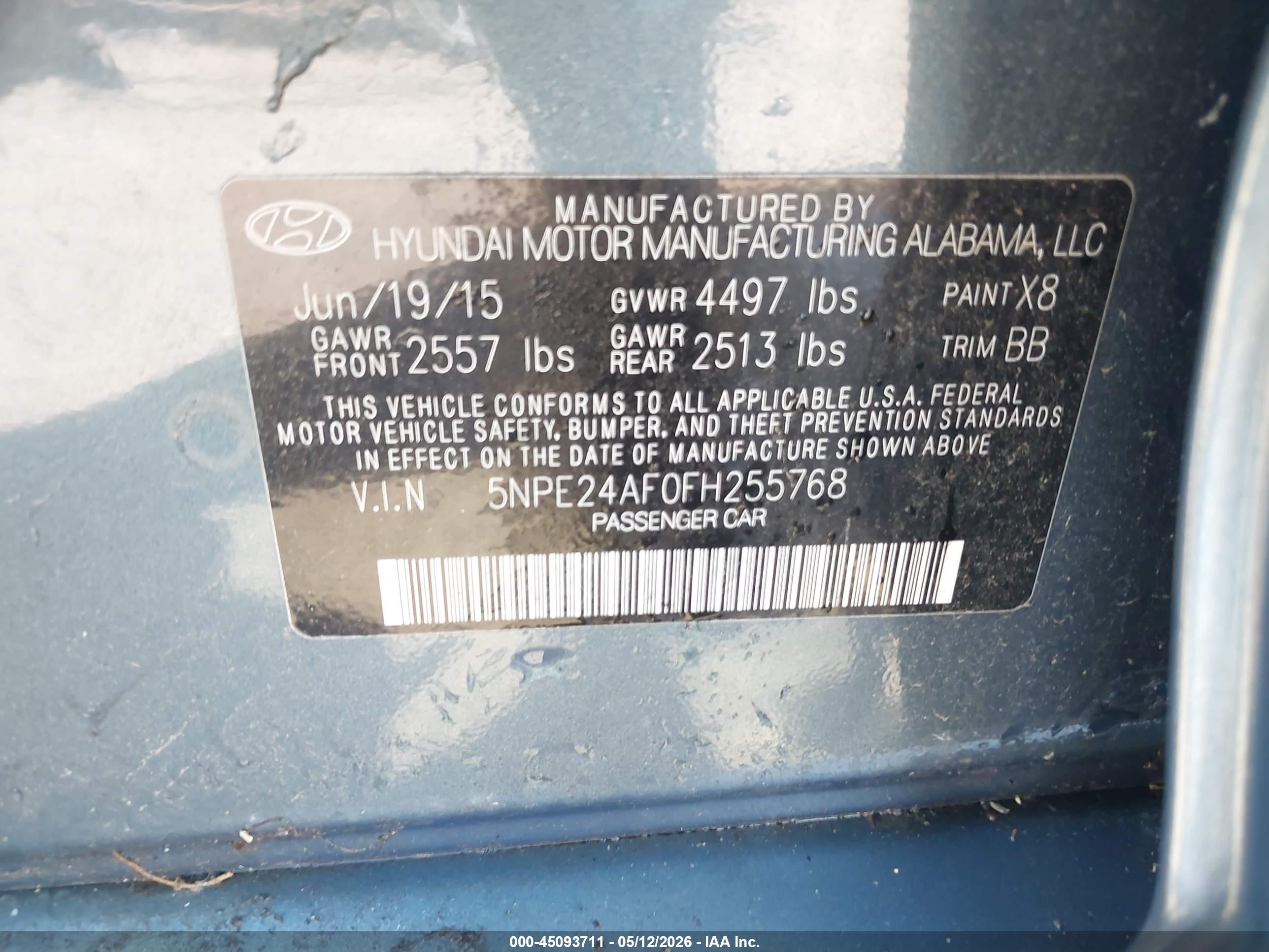 2015 Hyundai Sonata Se Blue vin: 5NPE24AF0FH255768
