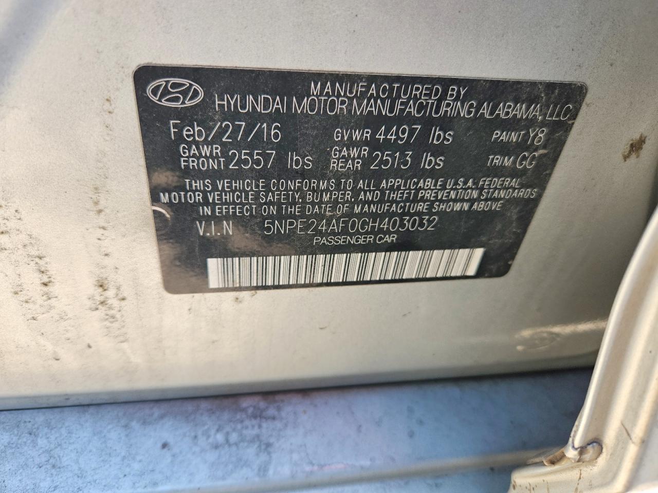 2016 Hyundai Sonata Se Silver vin: 5NPE24AF0GH403032