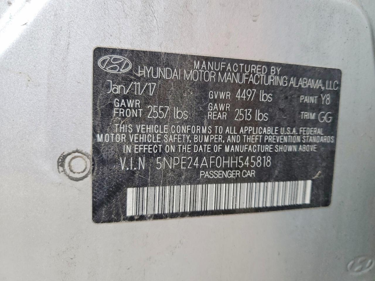 2017 Hyundai Sonata Se Silver vin: 5NPE24AF0HH545818