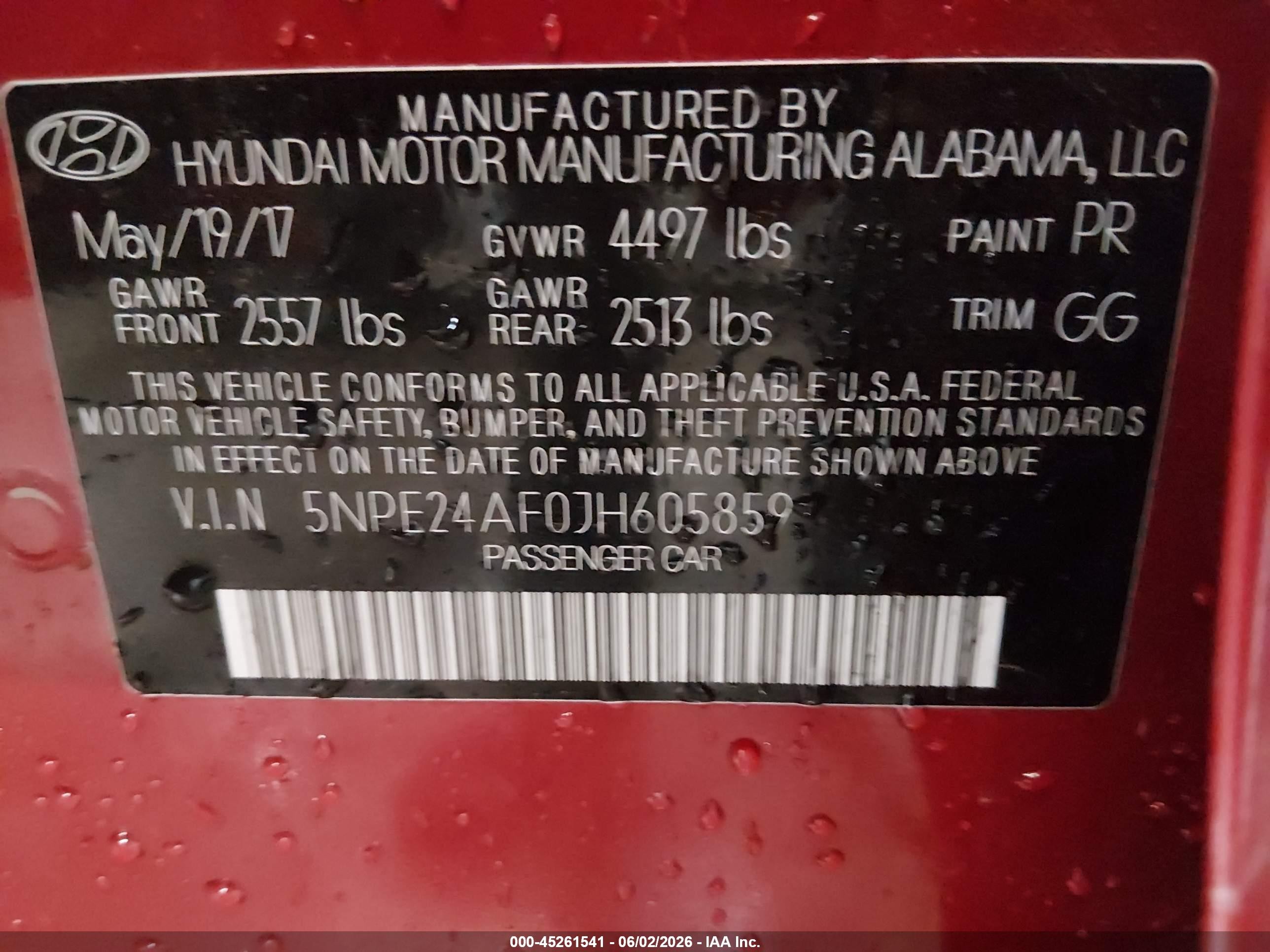 2018 Hyundai Sonata Se Red vin: 5NPE24AF0JH605859
