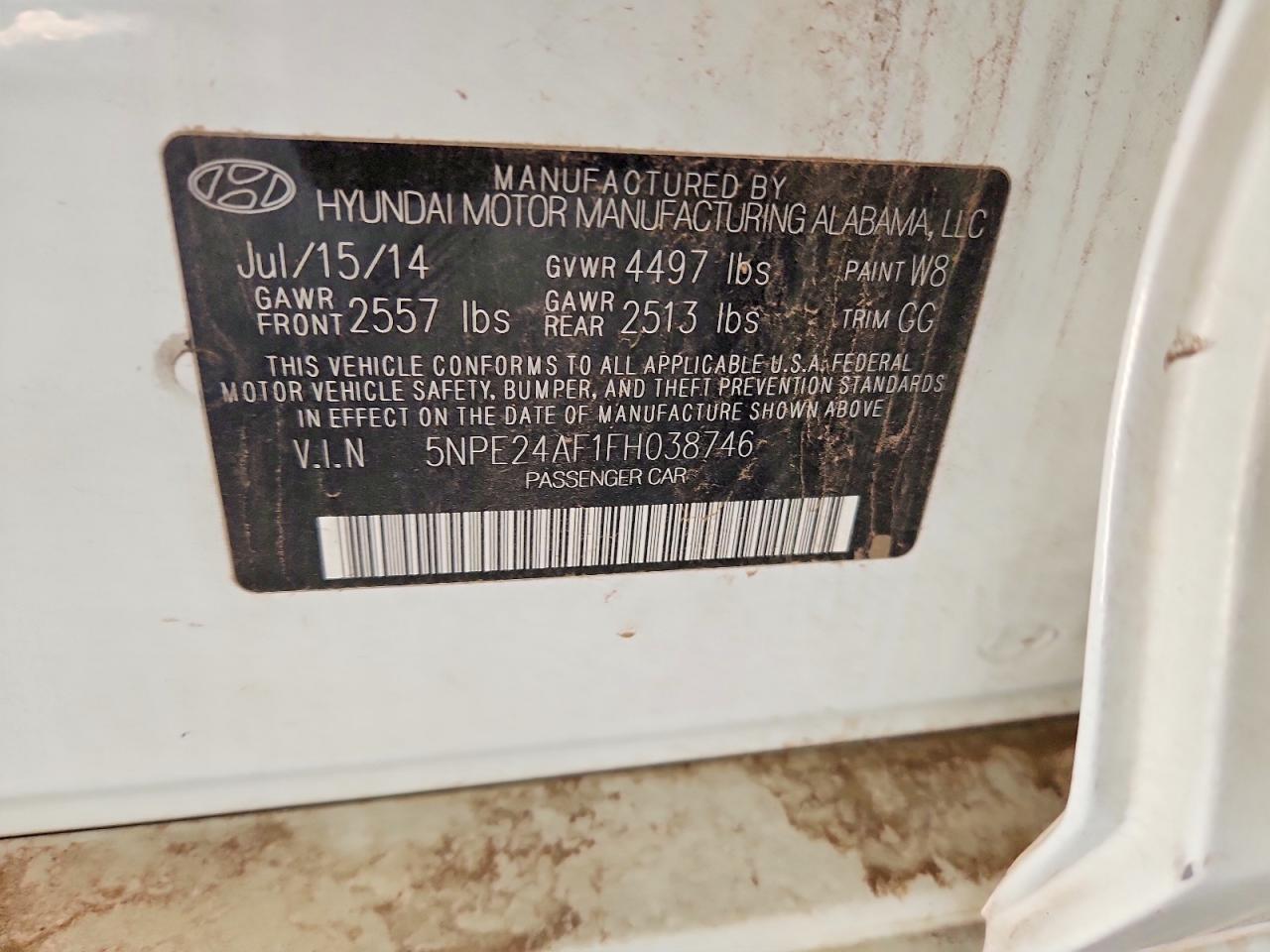 2015 Hyundai Sonata Se White vin: 5NPE24AF1FH038746