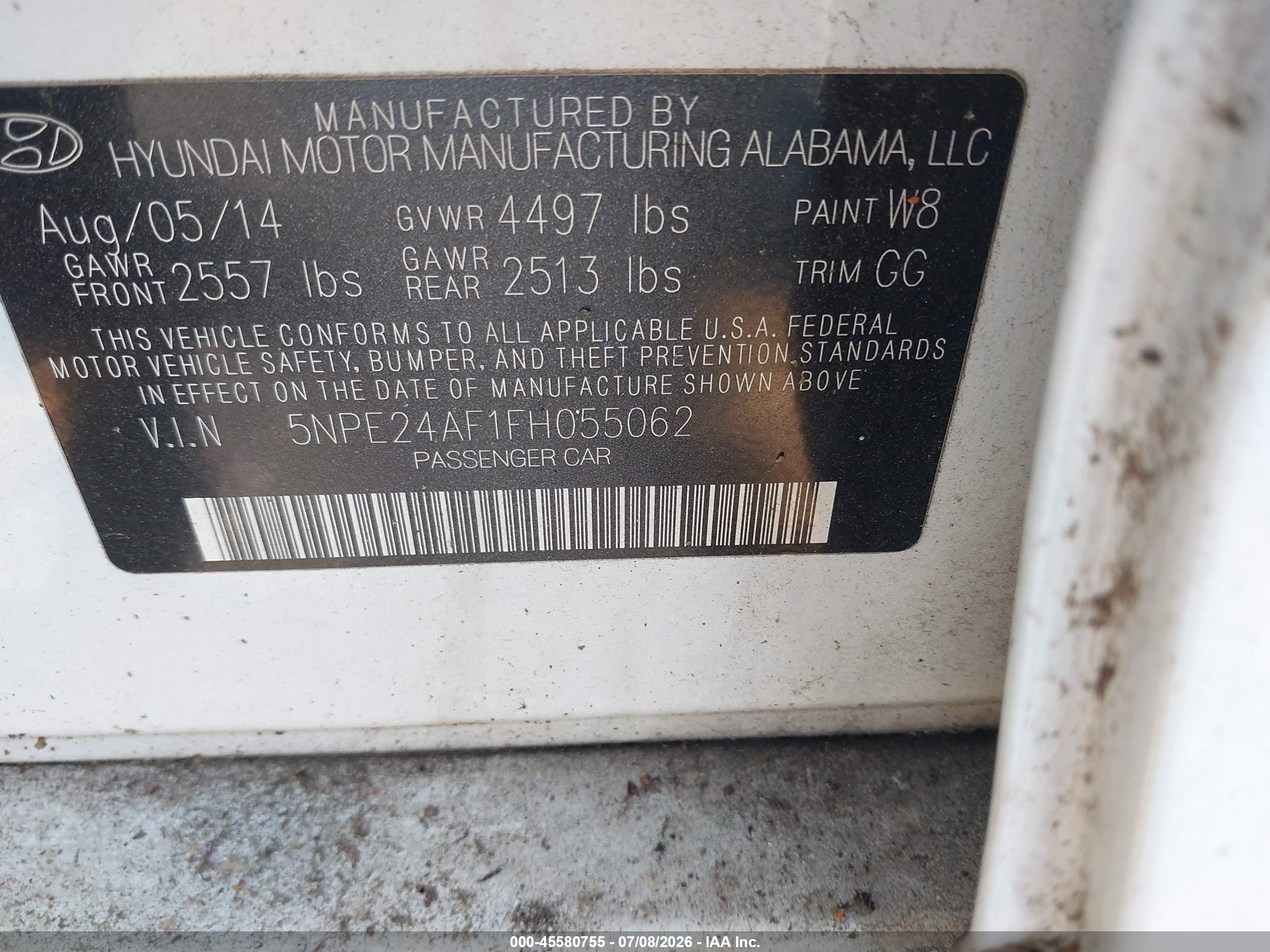 2015 Hyundai Sonata Se White vin: 5NPE24AF1FH055062