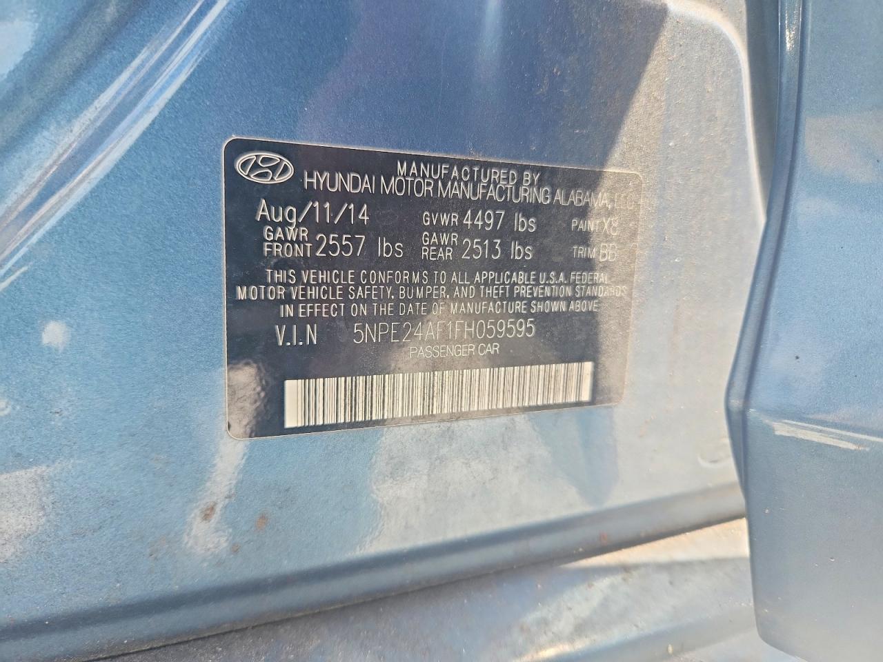 2015 Hyundai Sonata Se Blue vin: 5NPE24AF1FH059595