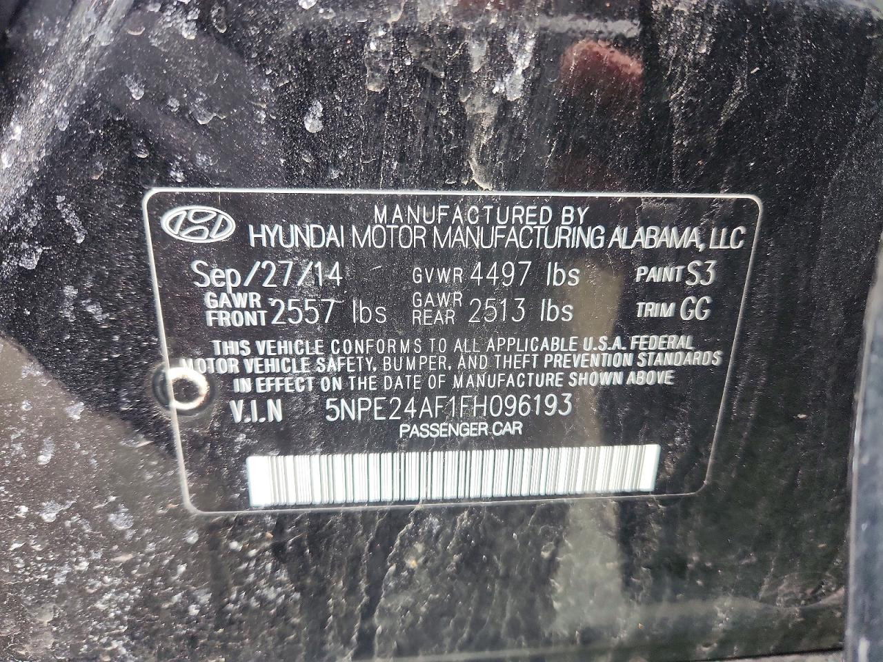 2015 Hyundai Sonata Черный vin: 5NPE24AF1FH096193