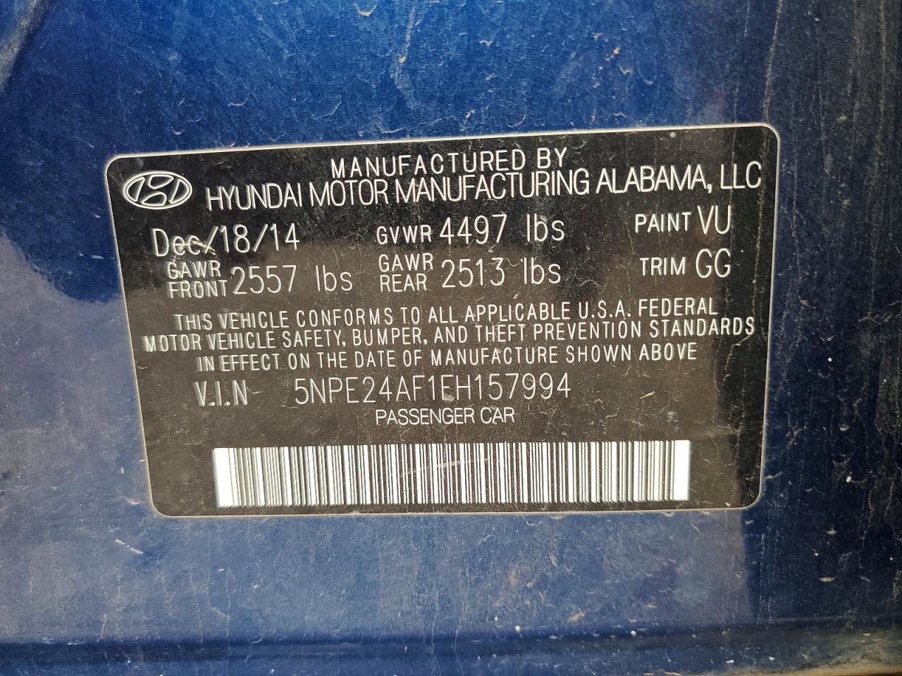 2015 Hyundai Sonata Se Blue vin: 5NPE24AF1FH157994