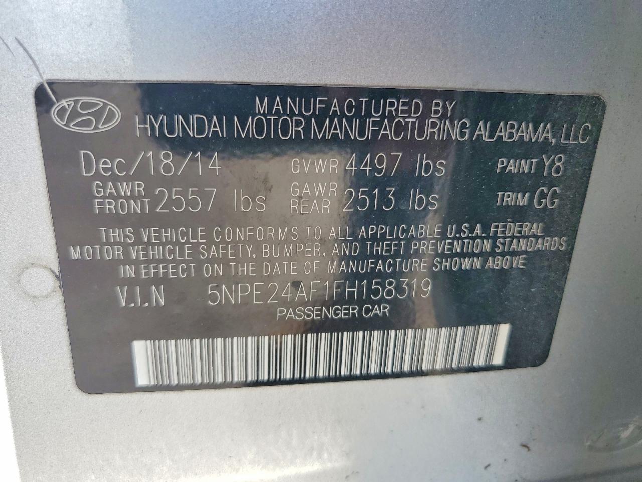 2015 Hyundai Sonata Se Silver vin: 5NPE24AF1FH158319