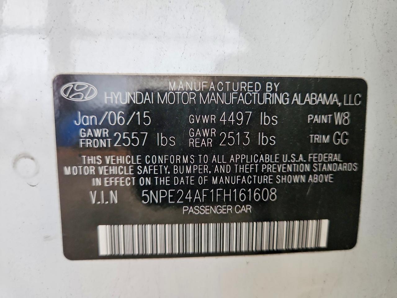 2015 Hyundai Sonata Se White vin: 5NPE24AF1FH161608