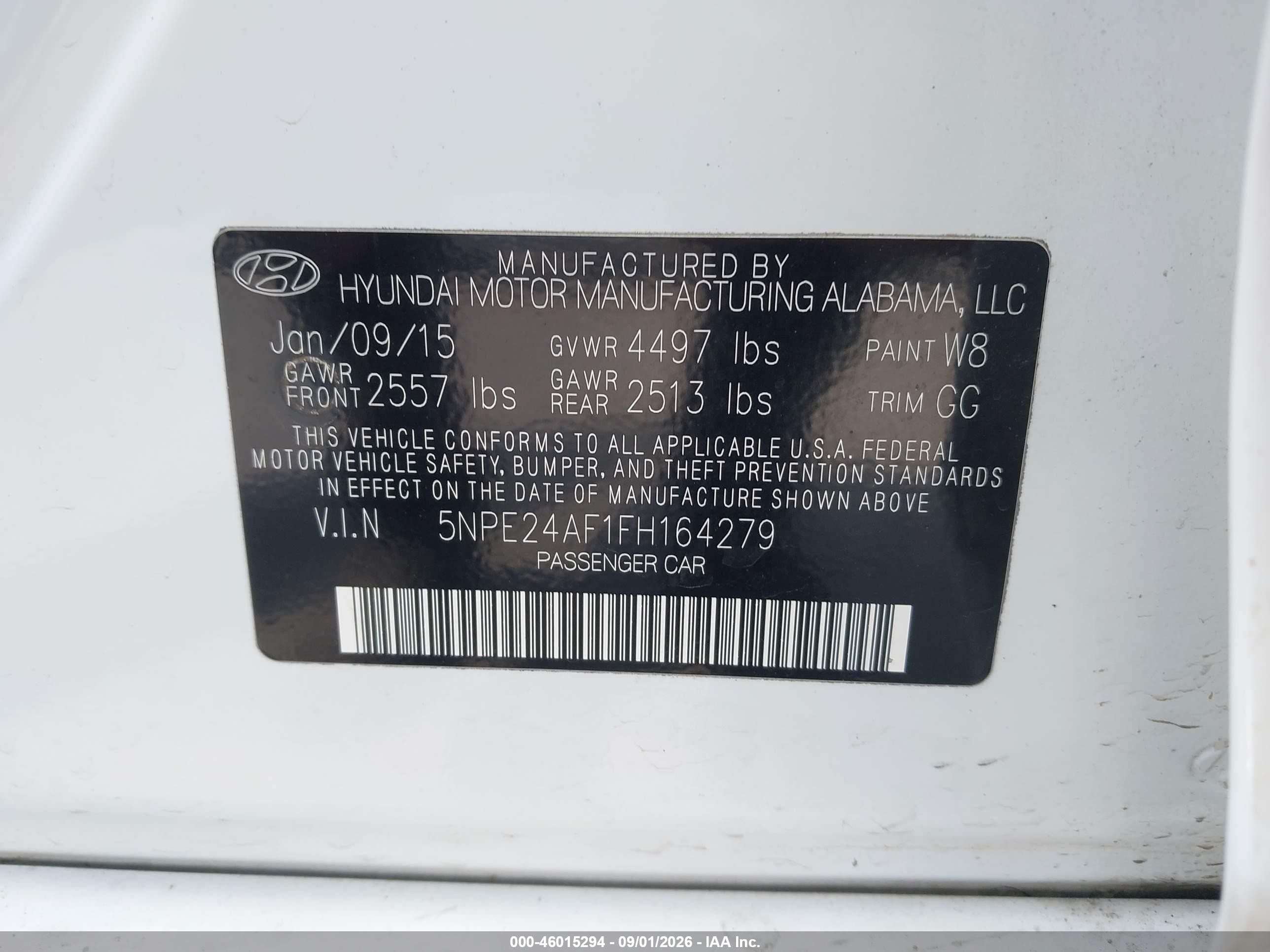 2015 Hyundai Sonata Se White vin: 5NPE24AF1FH164279