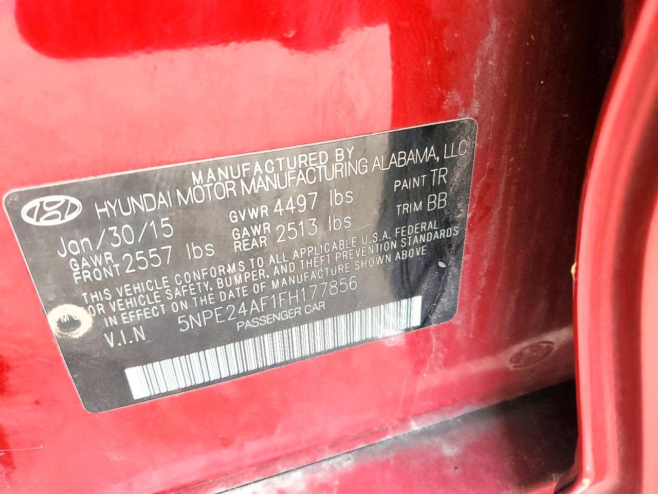2015 Hyundai Sonata Se Red vin: 5NPE24AF1FH177856