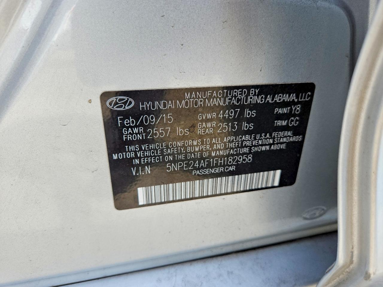2015 Hyundai Sonata Gray vin: 5NPE24AF1FH182958
