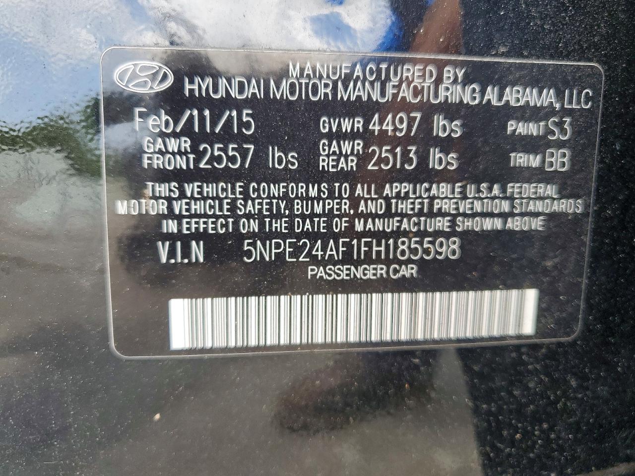 2015 Hyundai Sonata Se Black vin: 5NPE24AF1FH185598
