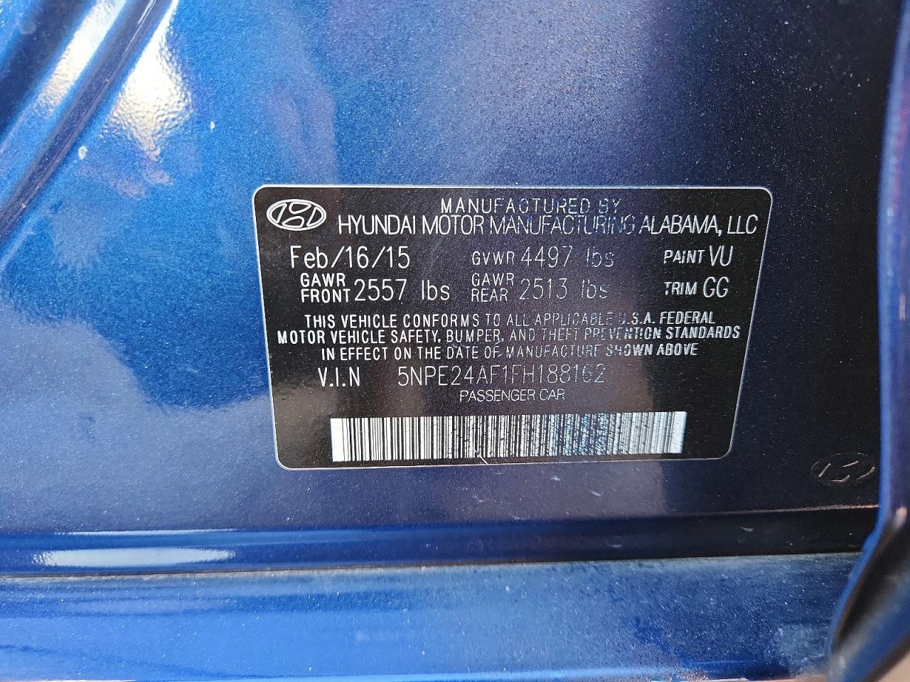 2015 Hyundai Sonata Se Blue vin: 5NPE24AF1FH188162
