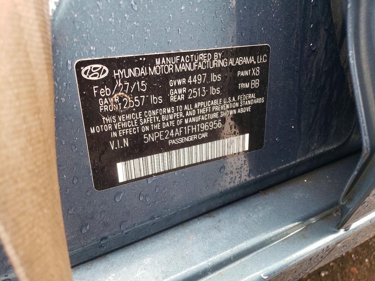 2015 Hyundai Sonata Se Blue vin: 5NPE24AF1FH196956