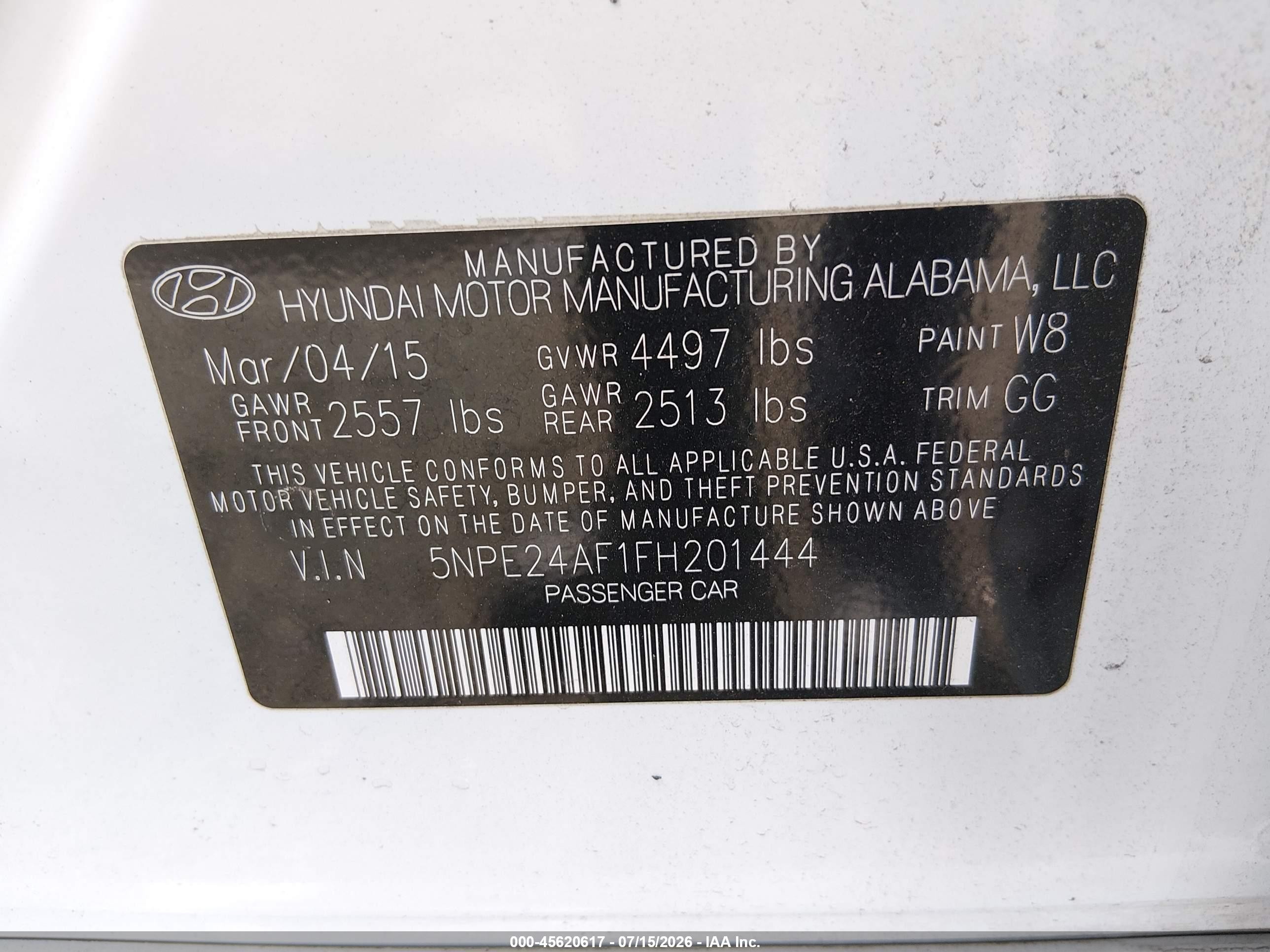 2015 Hyundai Sonata Se White vin: 5NPE24AF1FH201444