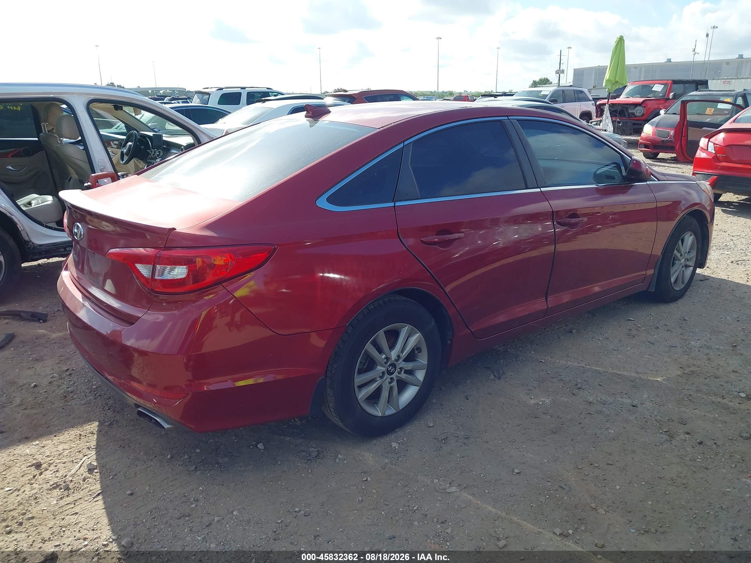 2015 Hyundai Sonata Se Red vin: 5NPE24AF1FH204117