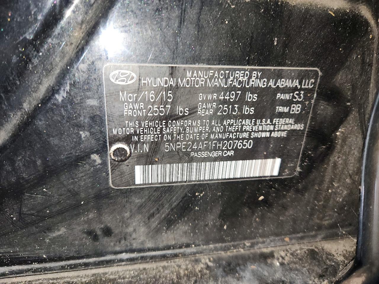 2015 Hyundai Sonata Se Black vin: 5NPE24AF1FH207650