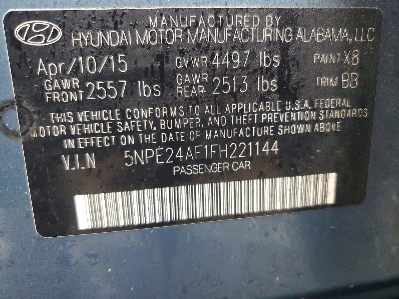 2015 Hyundai Sonata Se Синий vin: 5NPE24AF1FH221144