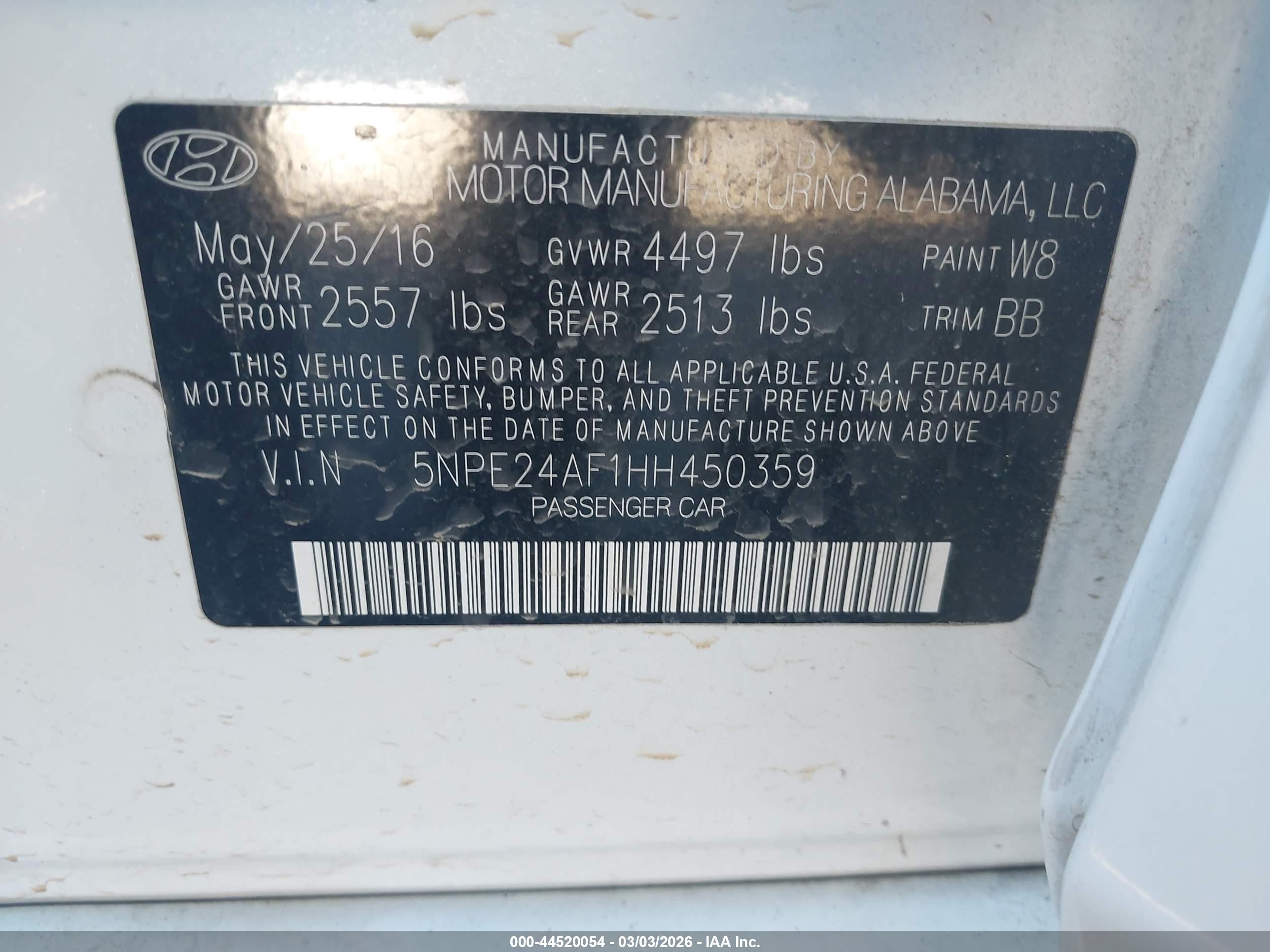 2017 Hyundai Sonata Se Белый vin: 5NPE24AF1HH450359