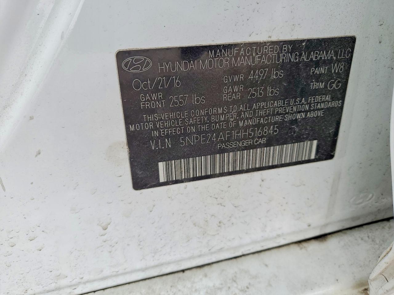 2017 Hyundai Sonata Se White vin: 5NPE24AF1HH516845