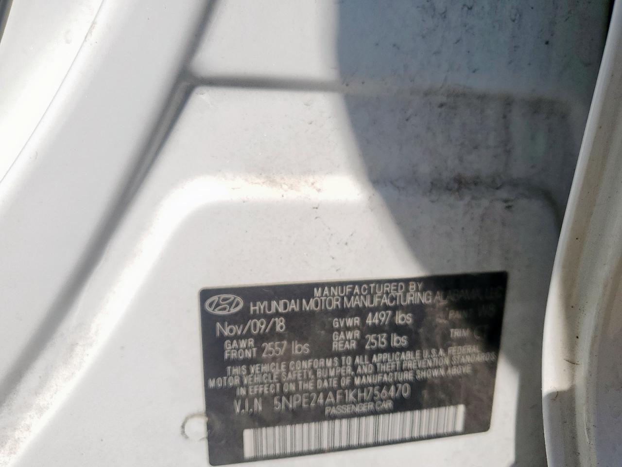 2019 Hyundai Sonata Se White vin: 5NPE24AF1KH756470