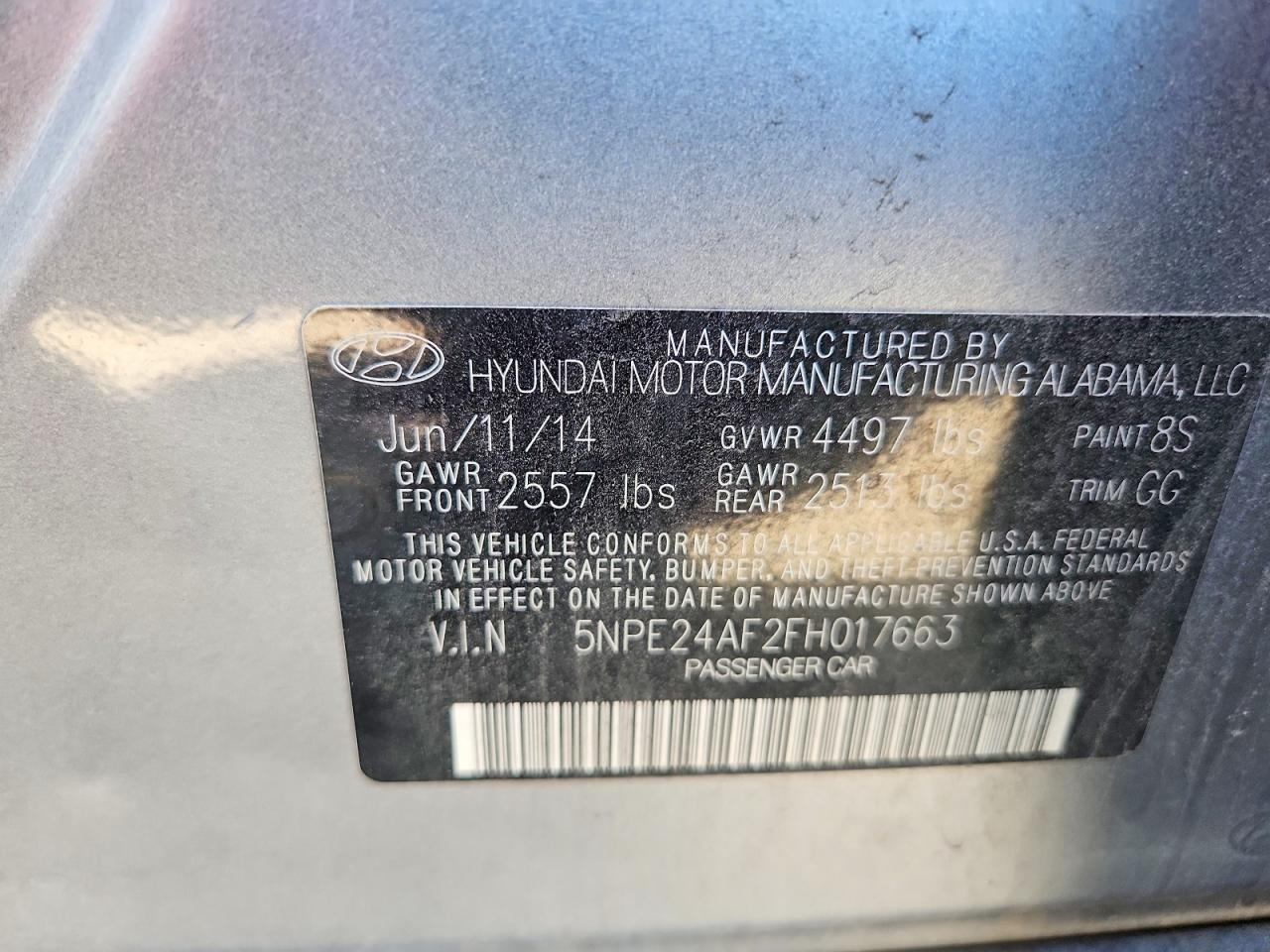 2015 Hyundai Sonata Se Серебряный vin: 5NPE24AF2FH017663