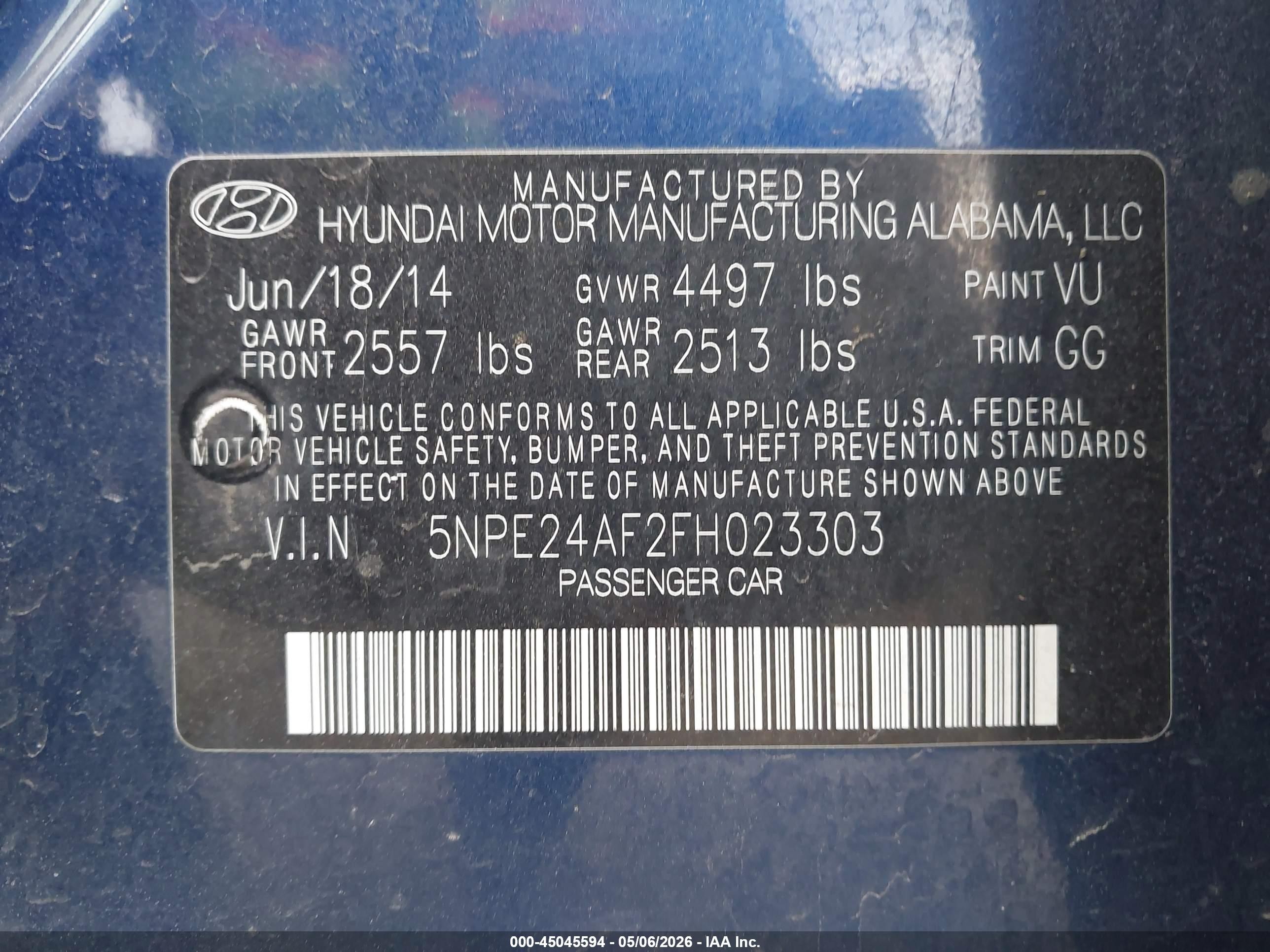 2015 Hyundai Sonata Se Синий vin: 5NPE24AF2FH023303