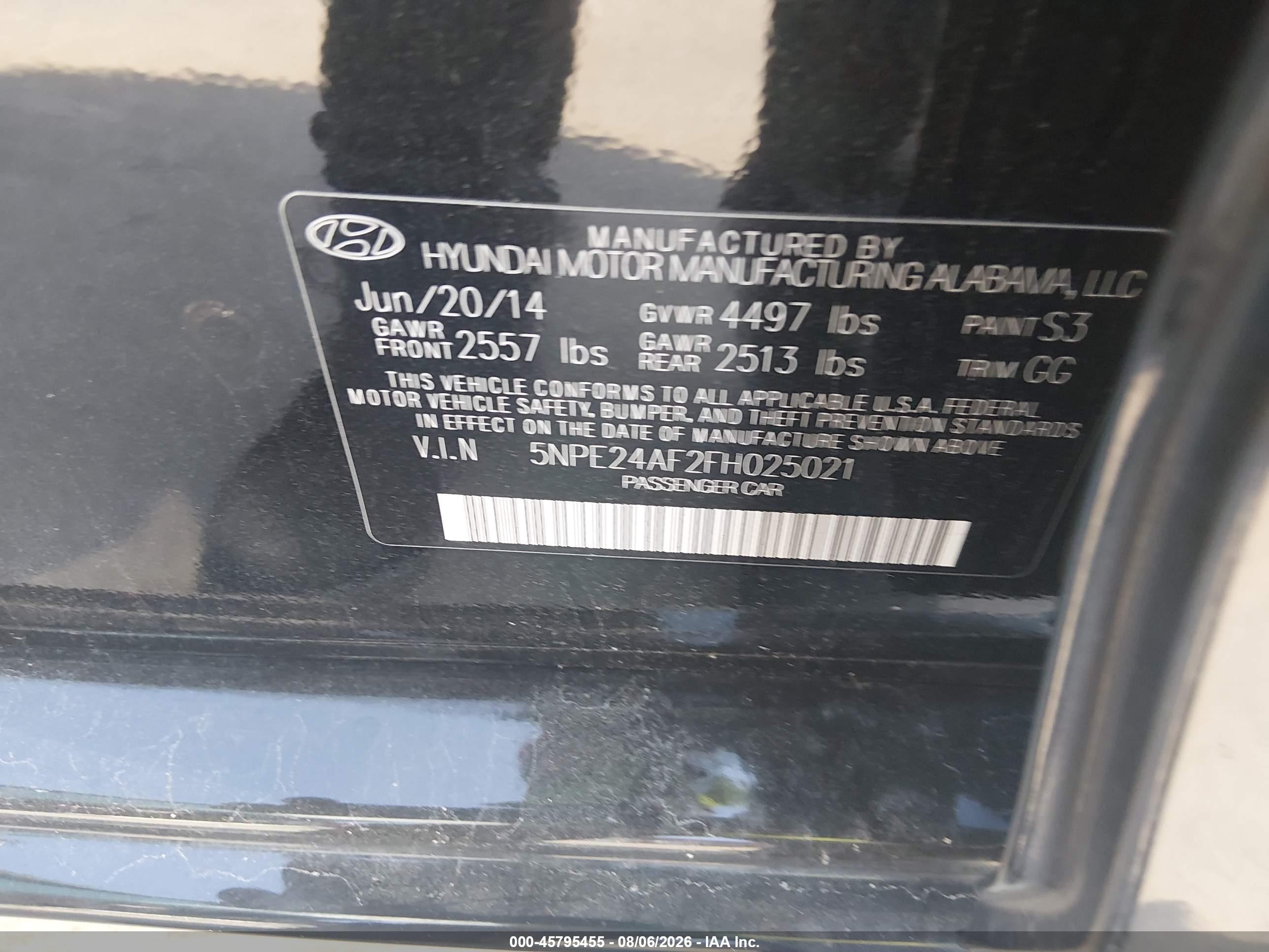 2015 Hyundai Sonata Se Black vin: 5NPE24AF2FH025021
