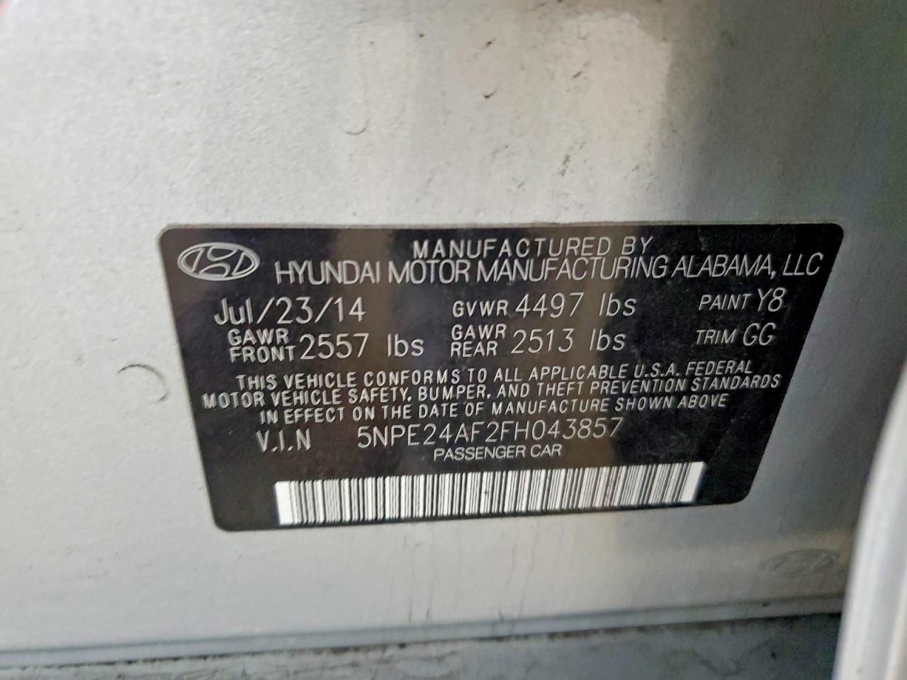 2015 Hyundai Sonata Se Silver vin: 5NPE24AF2FH043857