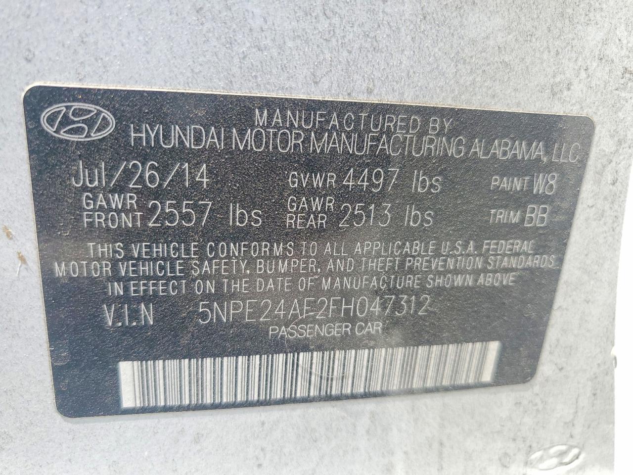 2015 Hyundai Sonata Se White vin: 5NPE24AF2FH047312