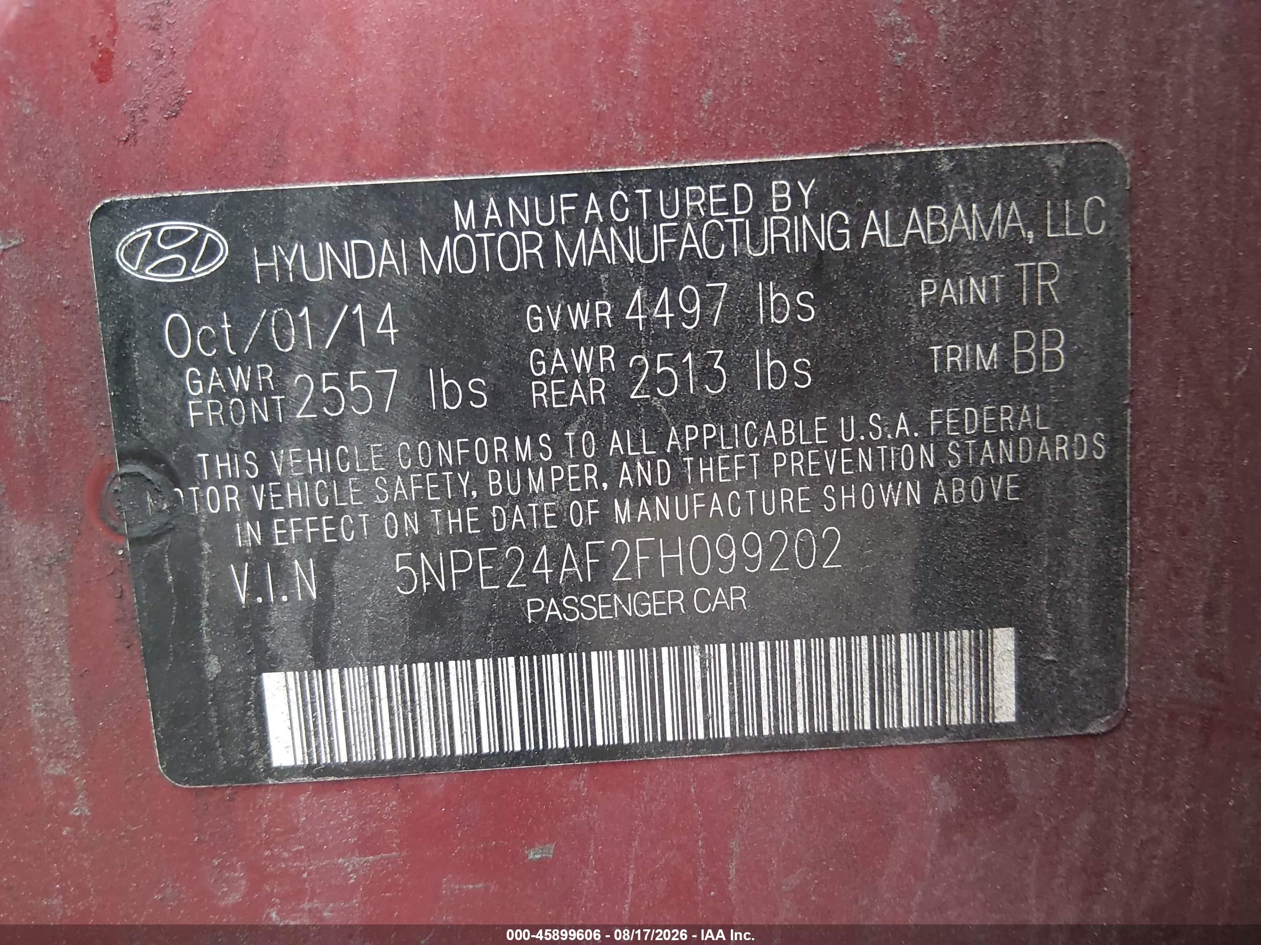 2015 Hyundai Sonata Se Red vin: 5NPE24AF2FH099202