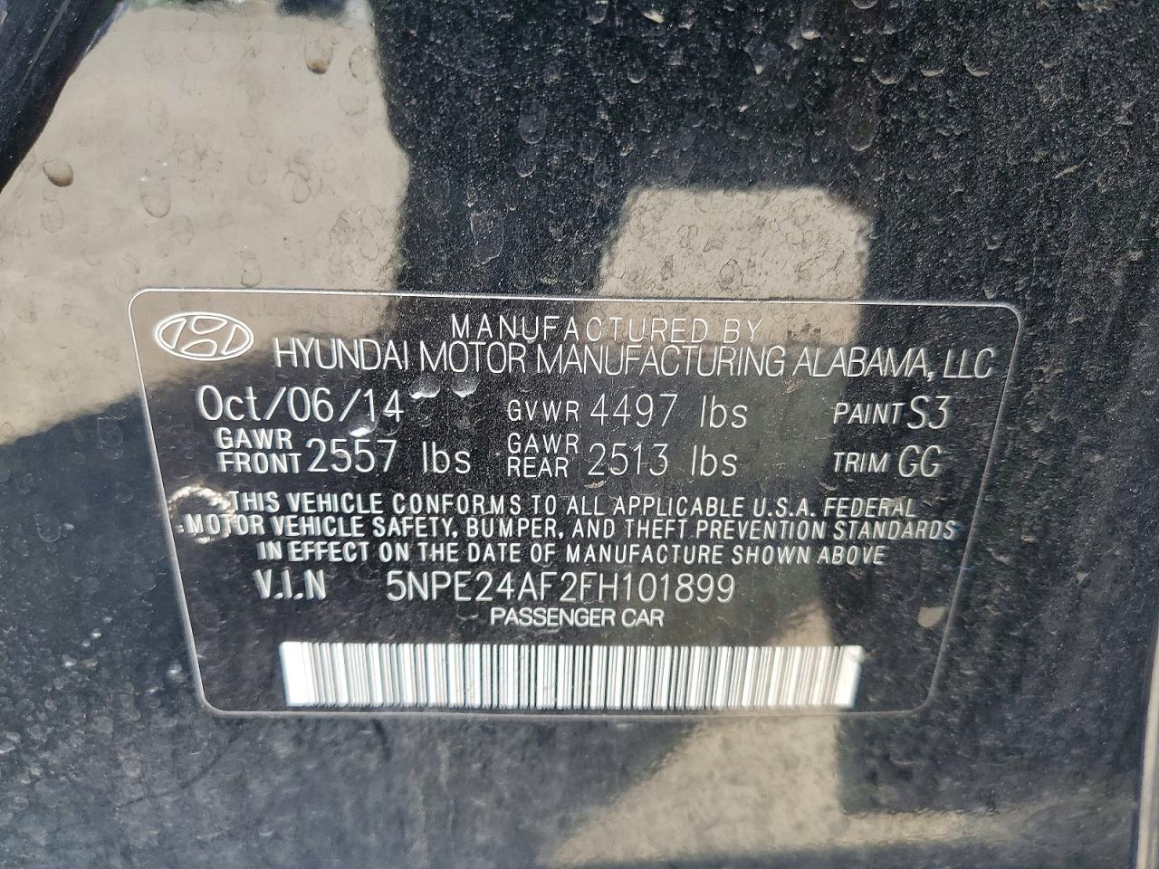 2015 Hyundai Sonata Se Black vin: 5NPE24AF2FH101899