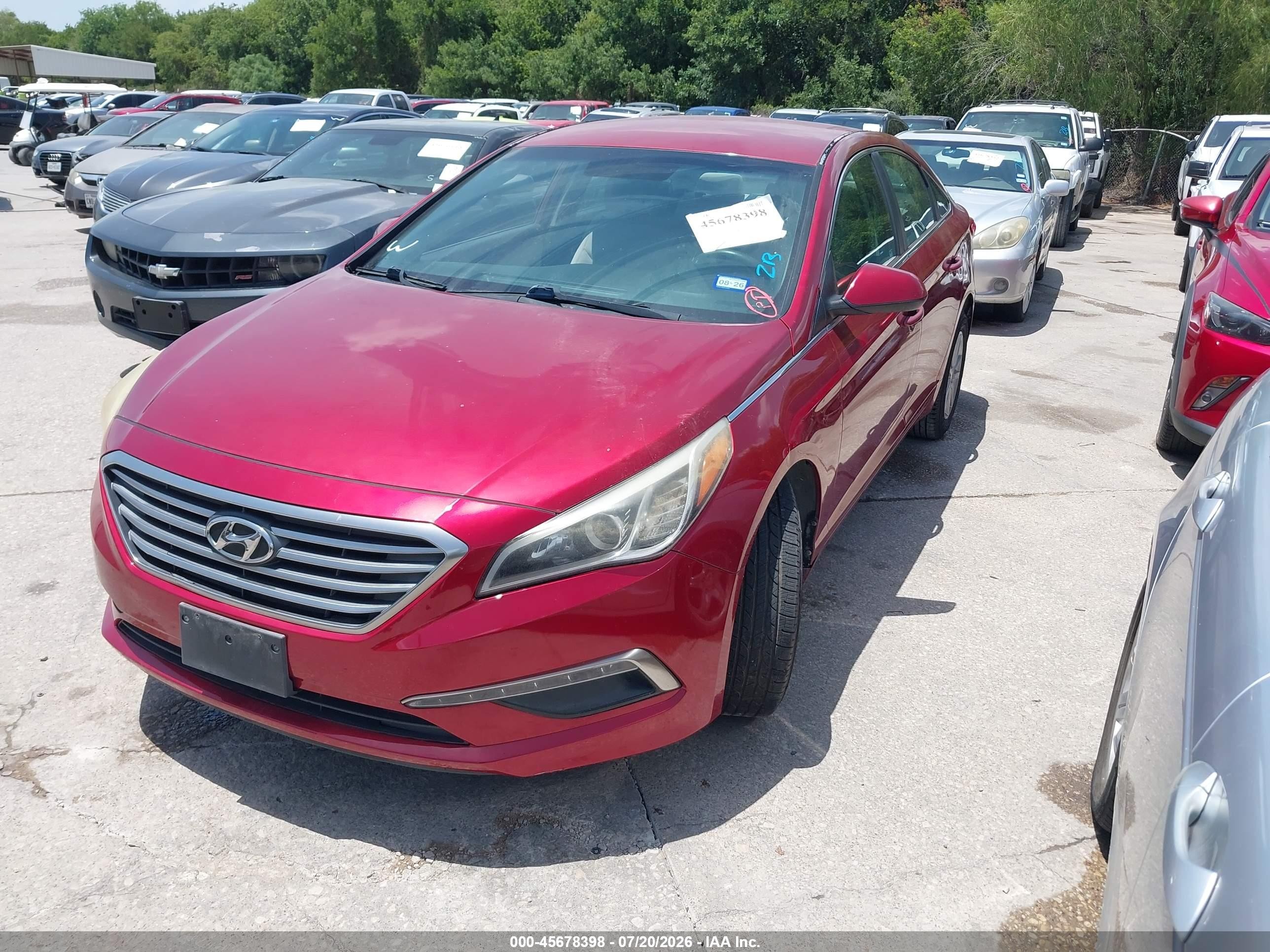 2015 Hyundai Sonata Se Burgundy vin: 5NPE24AF2FH129217