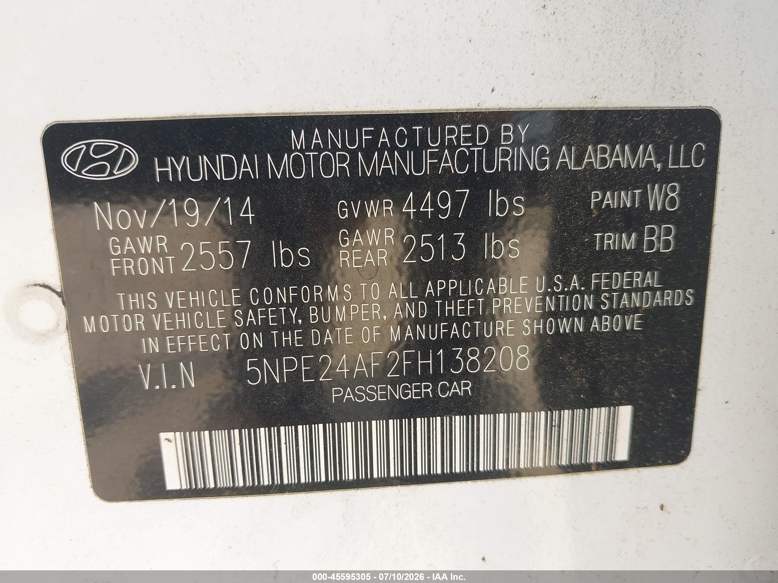 2015 Hyundai Sonata Se White vin: 5NPE24AF2FH138208