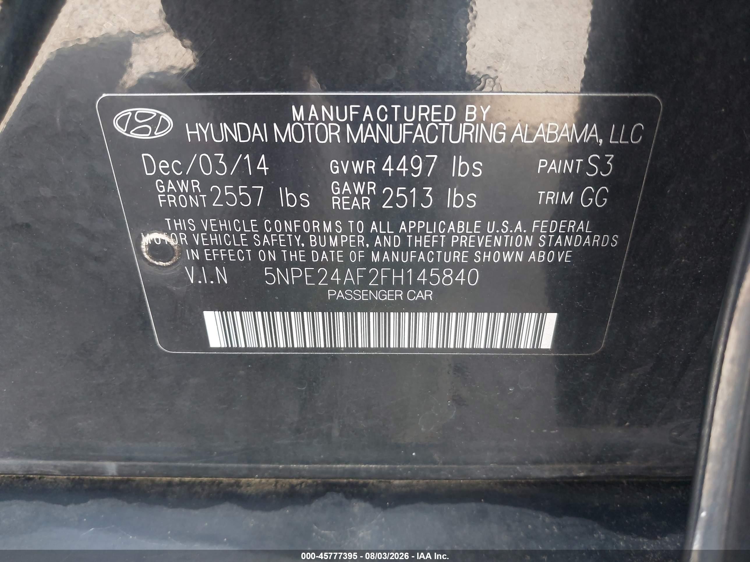 2015 Hyundai Sonata Se Черный vin: 5NPE24AF2FH145840