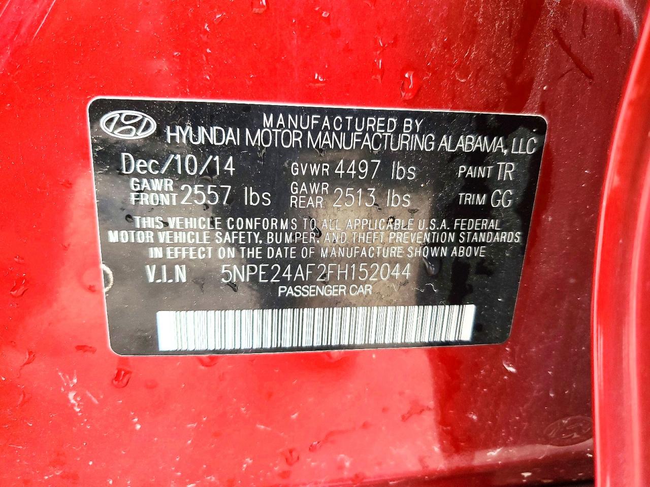 2015 Hyundai Sonata Se Red vin: 5NPE24AF2FH152044