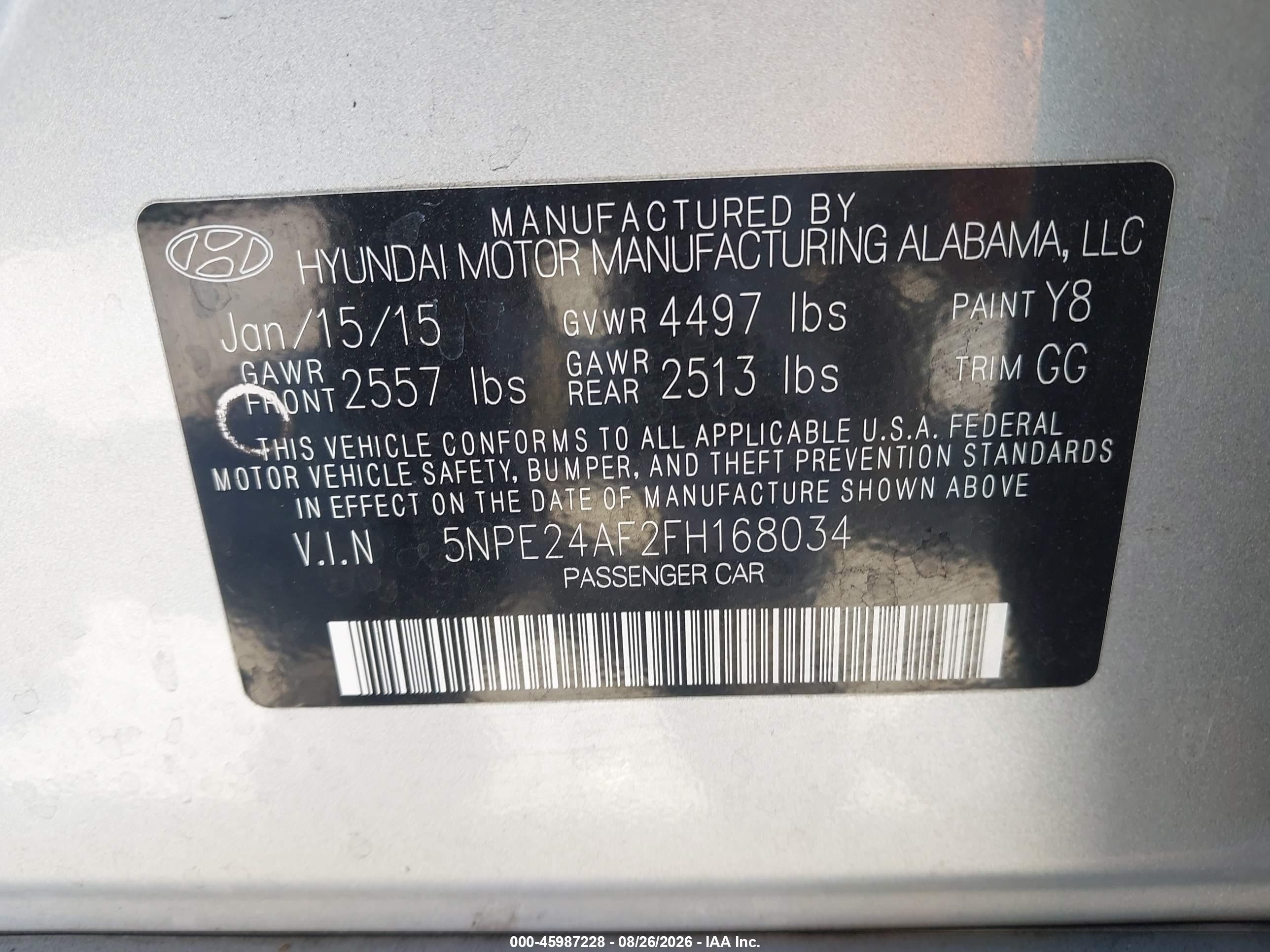 2015 Hyundai Sonata Se Silver vin: 5NPE24AF2FH168034