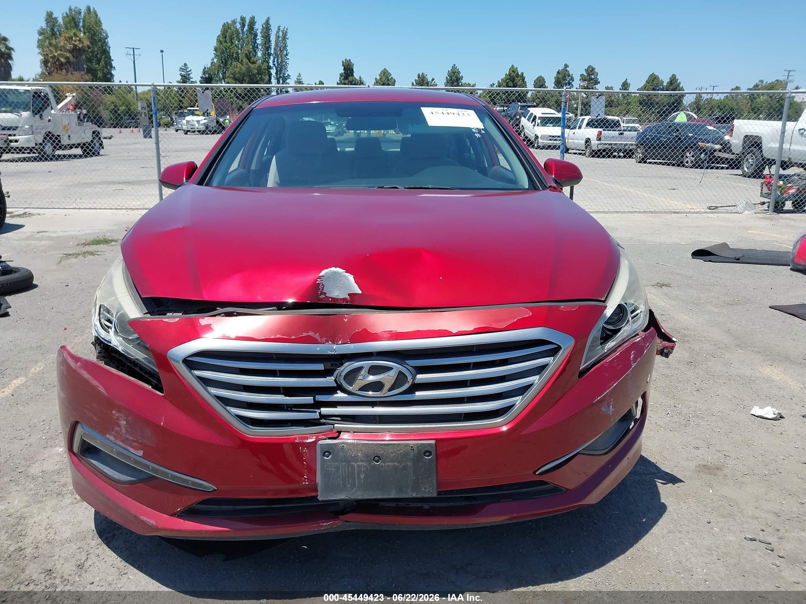 2015 Hyundai Sonata Se Red vin: 5NPE24AF2FH168180