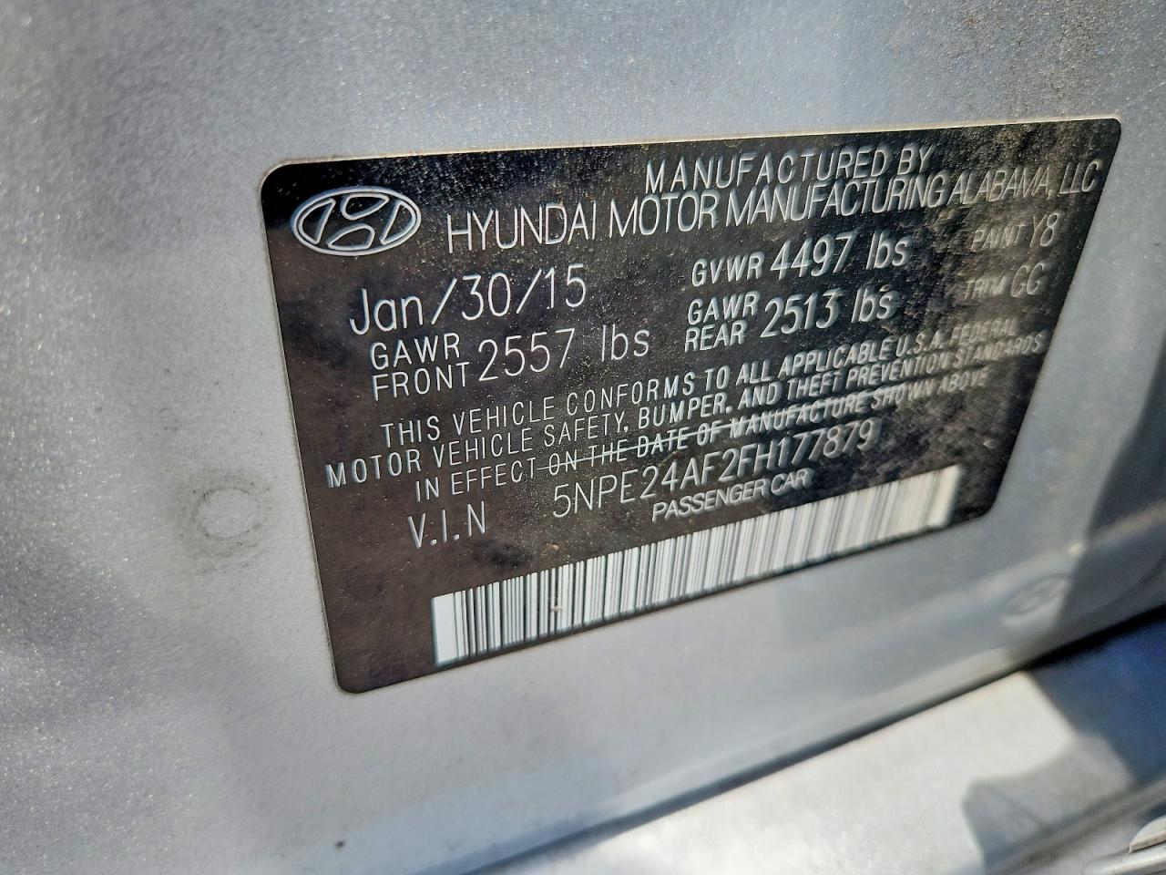 2015 Hyundai Sonata Se Silver vin: 5NPE24AF2FH177879