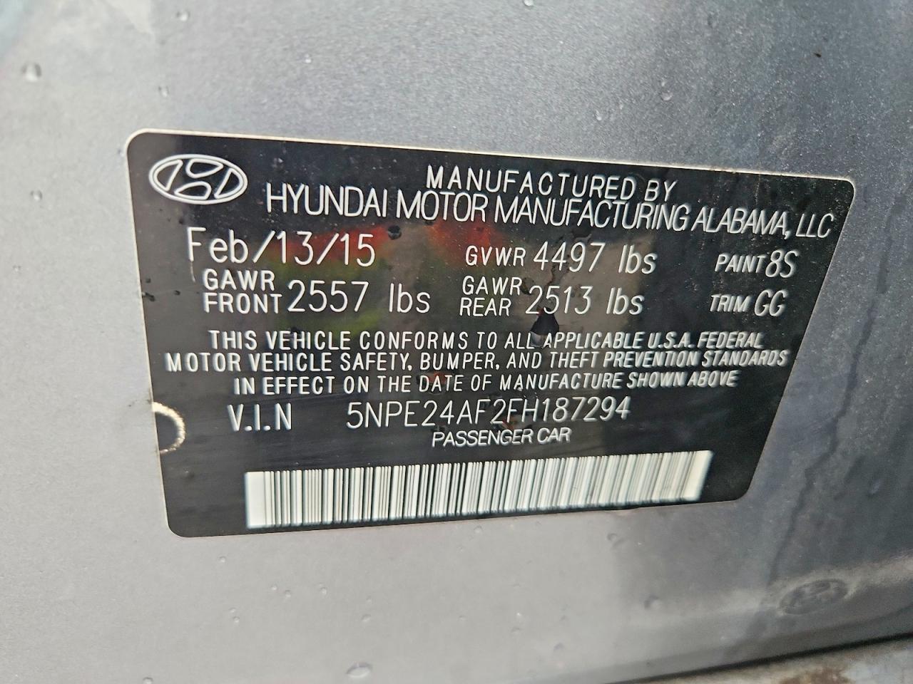 2015 Hyundai Sonata Se Gray vin: 5NPE24AF2FH187294