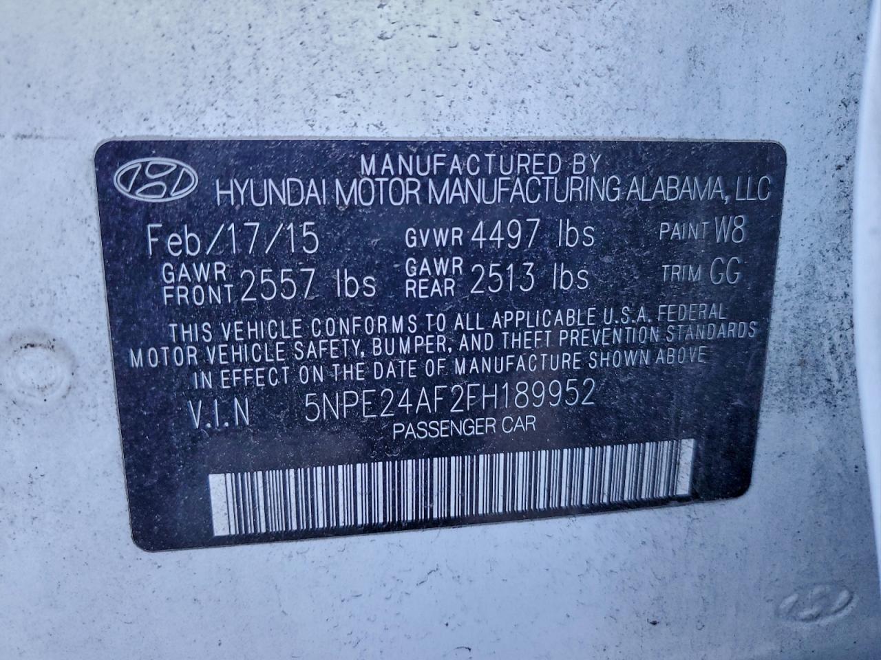 2015 Hyundai Sonata Se White vin: 5NPE24AF2FH189952