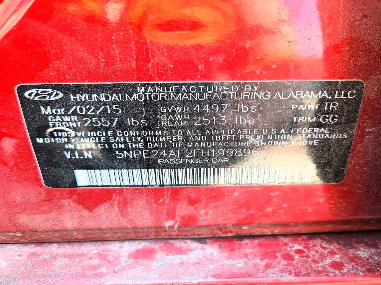 2015 Hyundai Sonata Se Красный vin: 5NPE24AF2FH199896